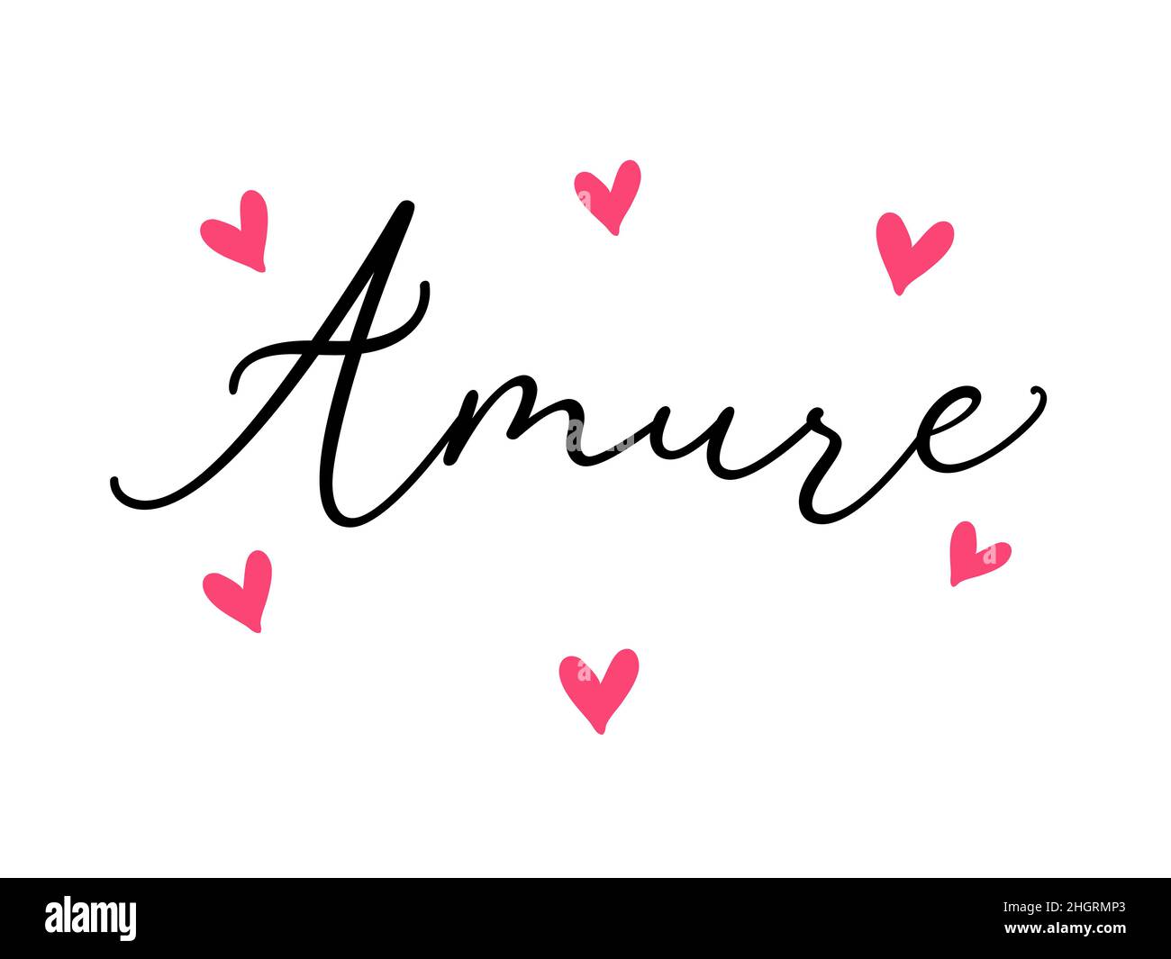 Amore handgeschriebener Tintenpinsel Vektor-Schriftzug. Liebe, italienische Worthandschrift. Valentinstag Grußkarte Kalligraphie. T-Shirt dekorativer Druck mit s Stock Vektor