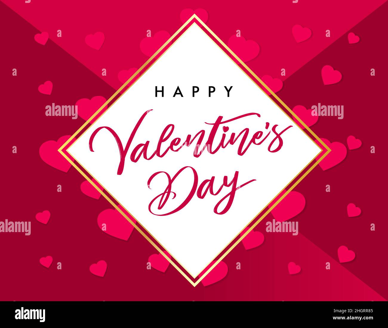 Sei meine Valentinskarte mit fliegenden rosafarbenen Herzen. Vektor-Symbole der Liebe in Form von Herz für Happy Valentine, Frauen, Muttertag, Hochzeit Stock Vektor