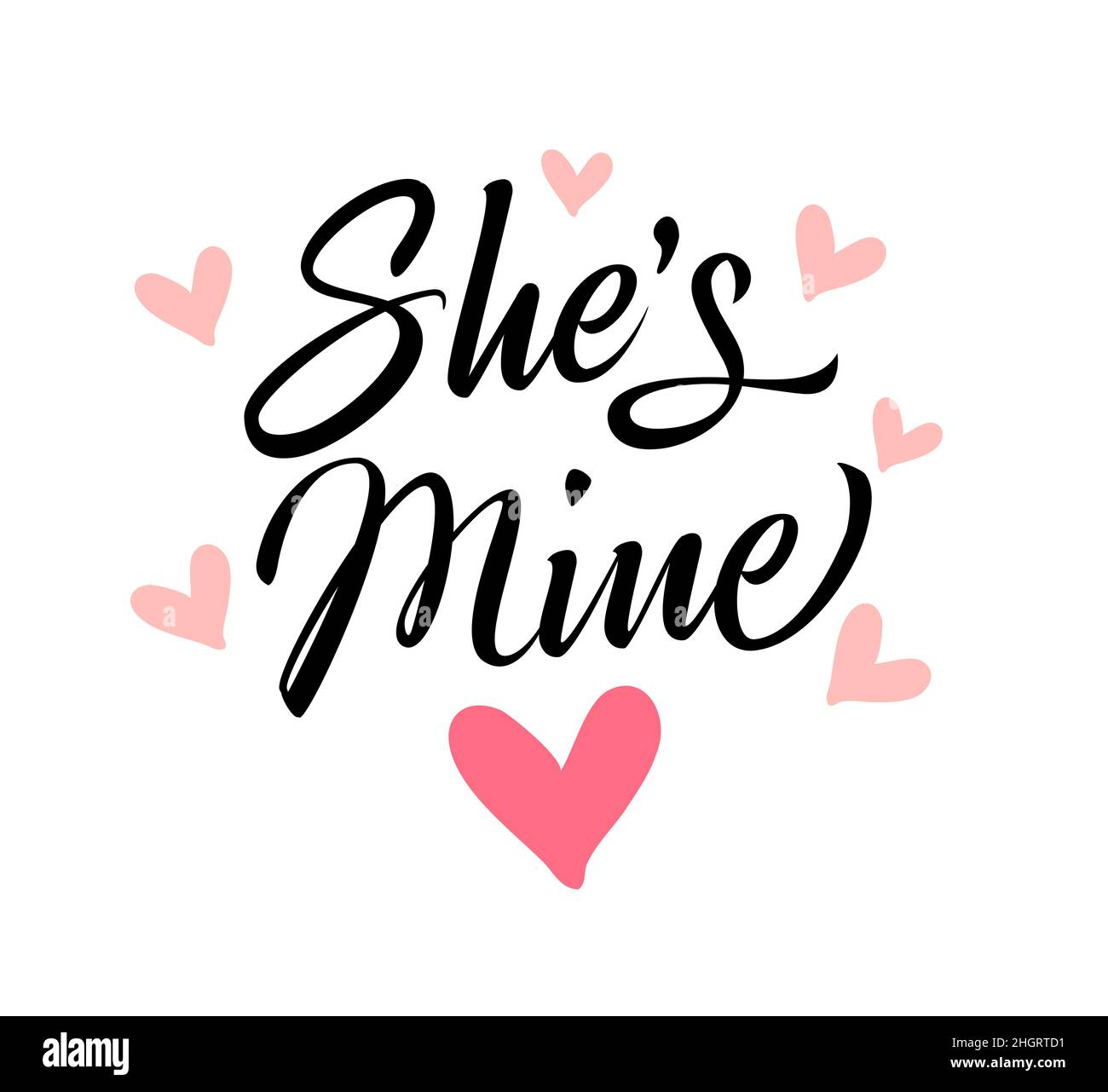 Sie ist meine Grußkarte mit fliegenden rosafarbenen Herzen. Vektor-Symbole der Liebe in Form von Herz für Happy Valentine, Frauen, Muttertag, Hochzeit banne Stock Vektor