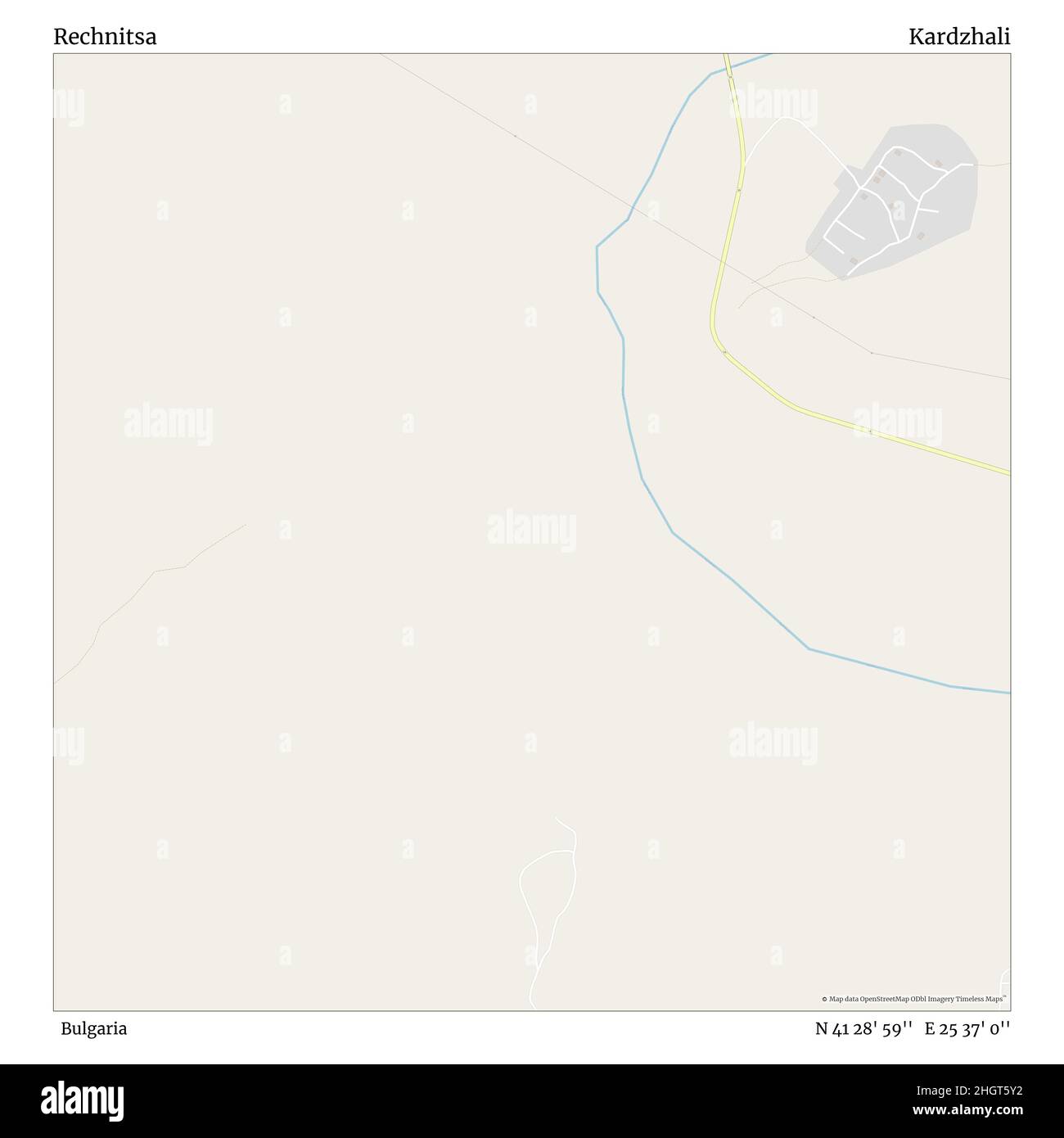 Rechnitsa, Bulgarien, Kardzhali, N 41 28' 59'', E 25 37' 0'', map, Timeless Map veröffentlicht im Jahr 2021. Reisende, Entdecker und Abenteurer wie Florence Nightingale, David Livingstone, Ernest Shackleton, Lewis and Clark und Sherlock Holmes haben sich bei der Planung von Reisen zu den entlegensten Ecken der Welt auf Karten verlassen.Timeless Maps kartiert die meisten Orte auf der Welt und zeigt die Verwirklichung großer Träume Stockfoto