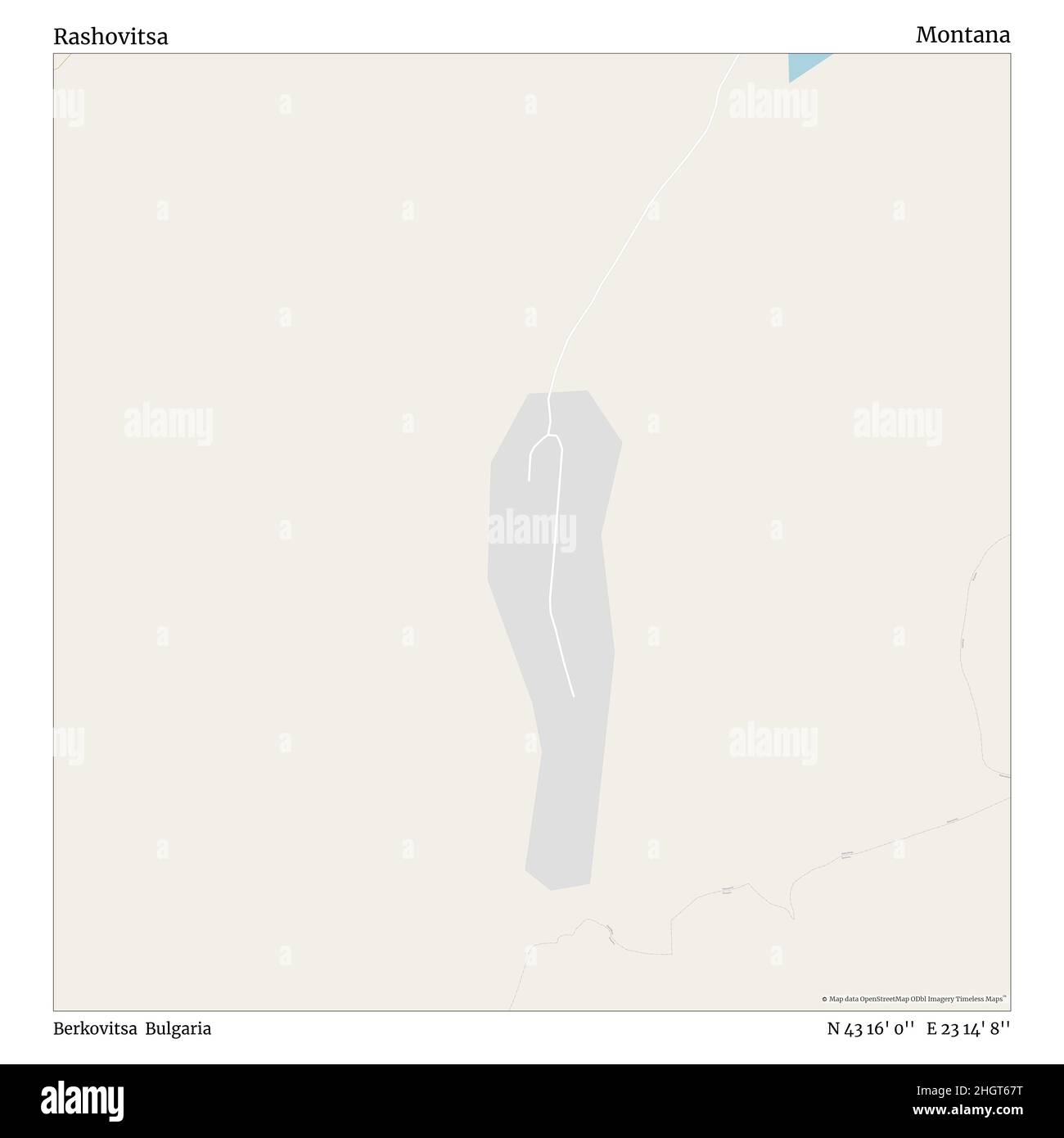 Rashovitsa, Berkoviza, Bulgarien, Montana, N 43 16' 0'', E 23 14' 8'', map, Timeless Map veröffentlicht im Jahr 2021. Reisende, Entdecker und Abenteurer wie Florence Nightingale, David Livingstone, Ernest Shackleton, Lewis and Clark und Sherlock Holmes haben sich bei der Planung von Reisen zu den entlegensten Ecken der Welt auf Karten verlassen.Timeless Maps kartiert die meisten Orte auf der Welt und zeigt die Verwirklichung großer Träume Stockfoto