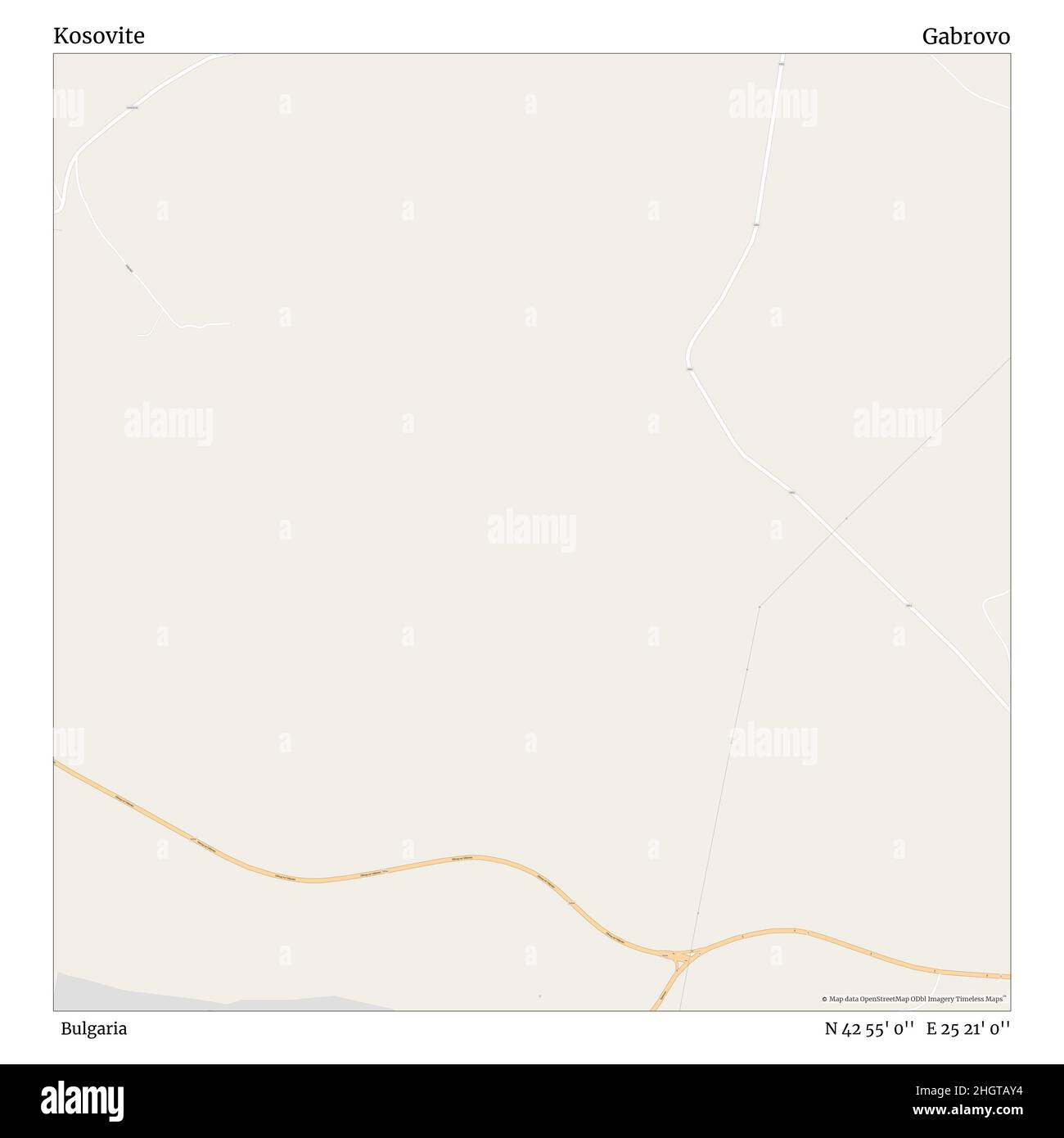 Kosovite, Bulgarien, Gabrovo, N 42 55' 0'', E 25 21' 0'', Karte, Zeitlose Karte, veröffentlicht 2021. Reisende, Entdecker und Abenteurer wie Florence Nightingale, David Livingstone, Ernest Shackleton, Lewis and Clark und Sherlock Holmes haben sich bei der Planung von Reisen zu den entlegensten Ecken der Welt auf Karten verlassen.Timeless Maps kartiert die meisten Orte auf der Welt und zeigt die Verwirklichung großer Träume Stockfoto