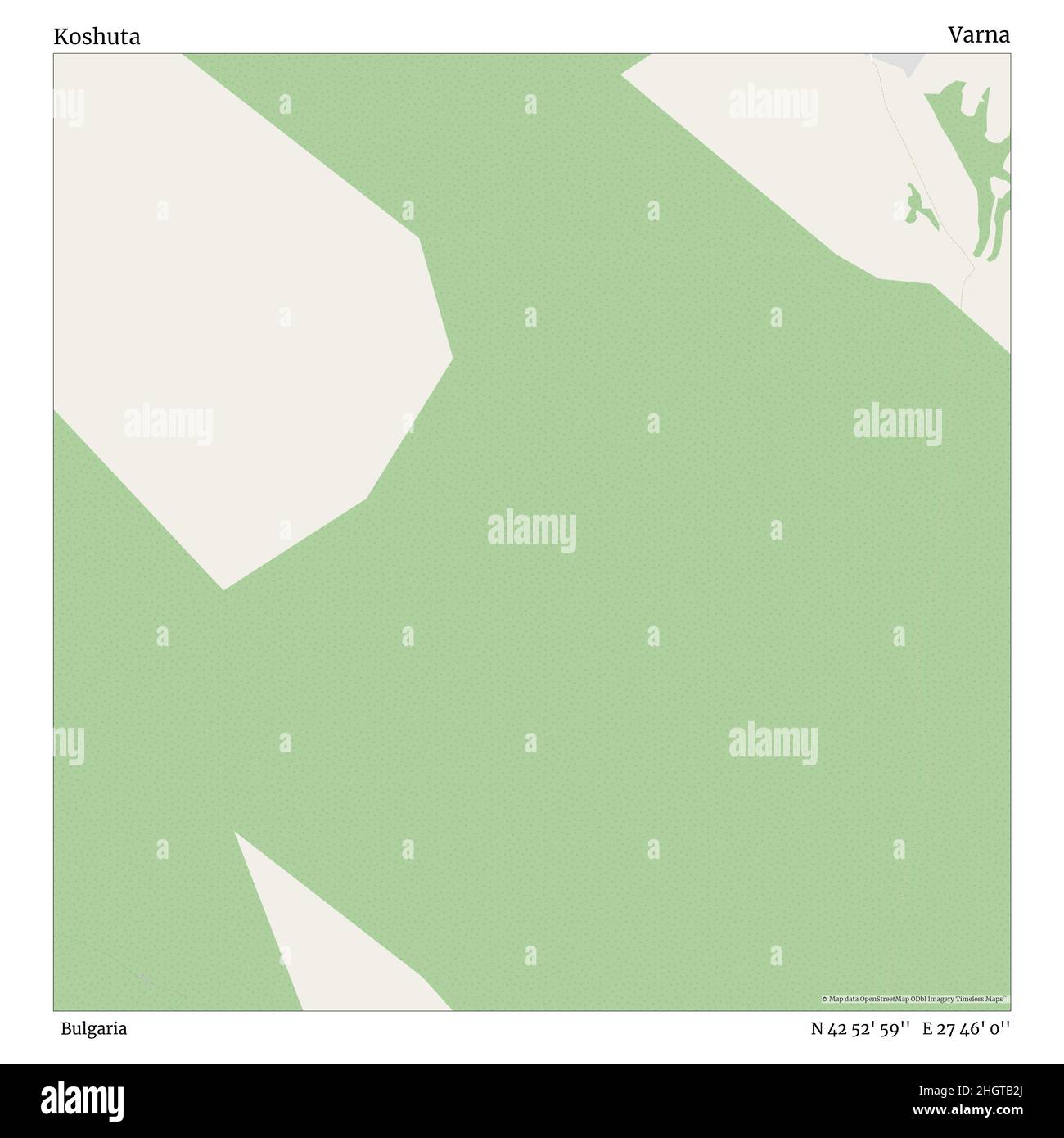 Koshuta, Bulgarien, Varna, N 42 52' 59'', E 27 46' 0'', Karte, Timeless Map veröffentlicht im Jahr 2021. Reisende, Entdecker und Abenteurer wie Florence Nightingale, David Livingstone, Ernest Shackleton, Lewis and Clark und Sherlock Holmes haben sich bei der Planung von Reisen zu den entlegensten Ecken der Welt auf Karten verlassen.Timeless Maps kartiert die meisten Orte auf der Welt und zeigt die Verwirklichung großer Träume Stockfoto