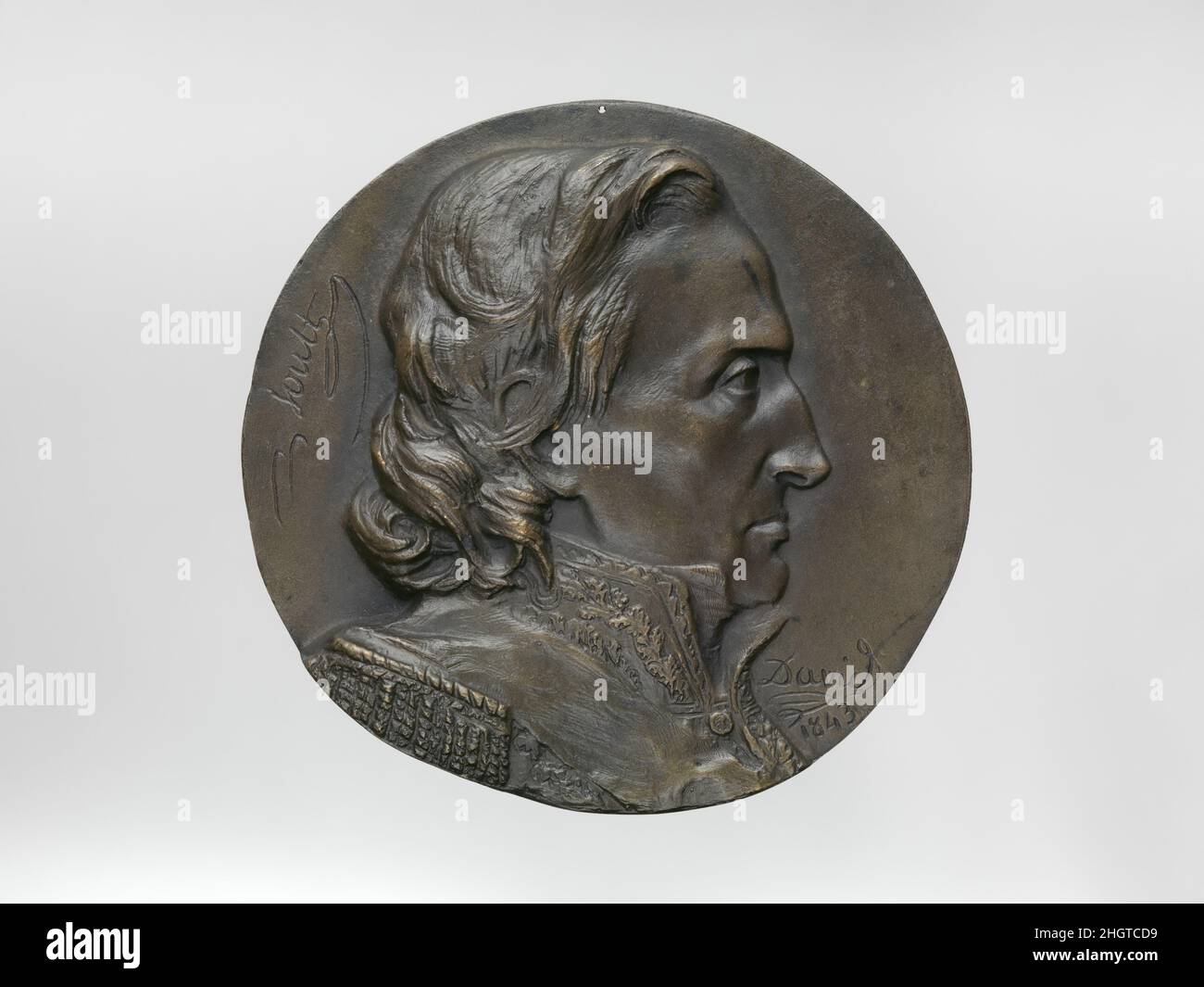 Marschall Soult (1769–1851) 1843 Medaillengewinnerin: Pierre Jean David d'Angers der Franzose Nicolas Jean-de-Dieu Soult (1769–1851), Herzog von Dalmatie, Kriegsminister unter Ludwig XVIII., verwandelte sich nach Napoléons Rückkehr von Elba in einen Bonapartisten. Er wurde zu einem Peer Frankreichs gemacht und fungierte als Generalmajor des Imperators in der Waterloo-Kampagne. Er wurde 1820 zum Marschall von Frankreich ernannt. Nach der Revolution von 1830 diente Soult als Unterstützer von Louis Philippe von 1830 bis 1834 als Kriegsminister, von 1832 bis 1834 als Premierminister und als außerordentlicher Botschafter in London zur Krönung von Königin Victor Stockfoto