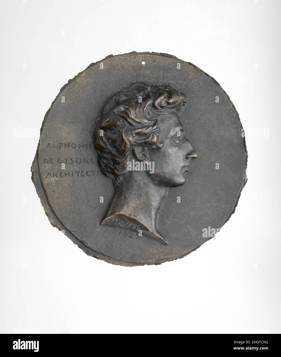 Alphonse de Gisors (1796–1866) 1827 Medaillengewinnerin: Pierre Jean David d'Angers Pierre-Jean David d’Angers war der produktivste und einer der bedeutendsten französischen Bildhauer der ersten Hälfte des 19. Jahrhunderts. Während seiner fast fünfzigjährigen Karriere (1819–1856) blieb David seiner Überzeugung treu, dass skulpturale Denkmäler, die den Leistungen großer Männer und Frauen gewidmet sind, die Größe eines Volkes am dauerhaftesten und lebhaftesten zum Ausdruck bringen. Er suchte kontinuierlich Aufträge für Denkmäler mit historischen und zeitgenössischen Figuren, die er bewunderte, um ihre Beiträge zu leisten Stockfoto