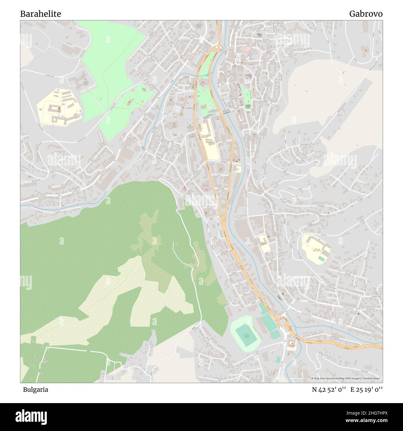 Barahelite, Bulgarien, Gabrovo, N 42 52' 0'', E 25 19' 0'', map, Timeless Map veröffentlicht im Jahr 2021. Reisende, Entdecker und Abenteurer wie Florence Nightingale, David Livingstone, Ernest Shackleton, Lewis and Clark und Sherlock Holmes haben sich bei der Planung von Reisen zu den entlegensten Ecken der Welt auf Karten verlassen.Timeless Maps kartiert die meisten Orte auf der Welt und zeigt die Verwirklichung großer Träume Stockfoto