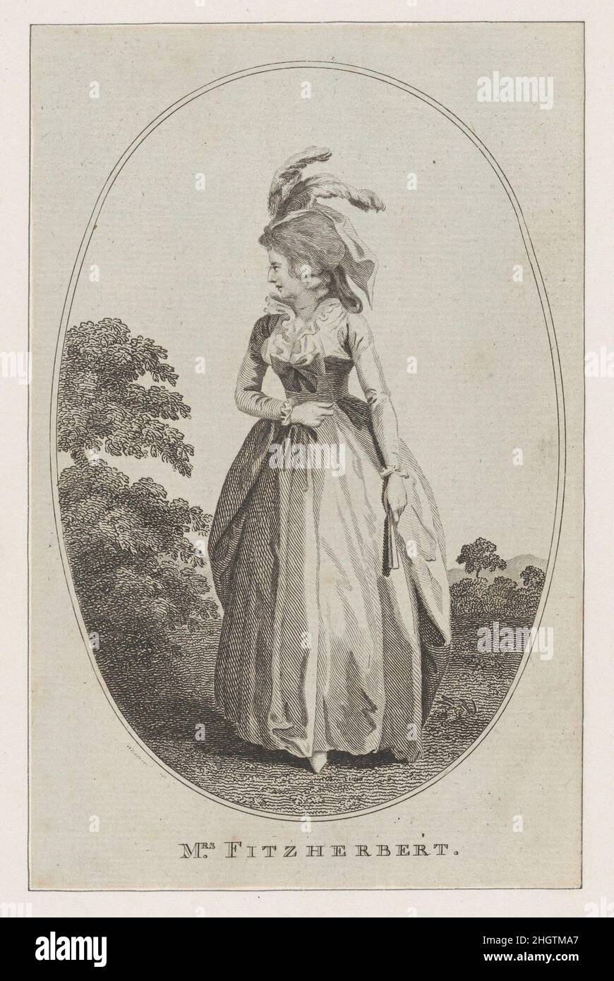 Frau Fitzherbert 1786 J. Cook. Frau Fitzherbert. The Lady's Magazine. 1786. Radierung und Gravur. J. Cook (Großbritannien, aktiv 1780s). Maria Anne Fitzherbert (Britisch, 1756–1837). Ausdrucke Stockfoto