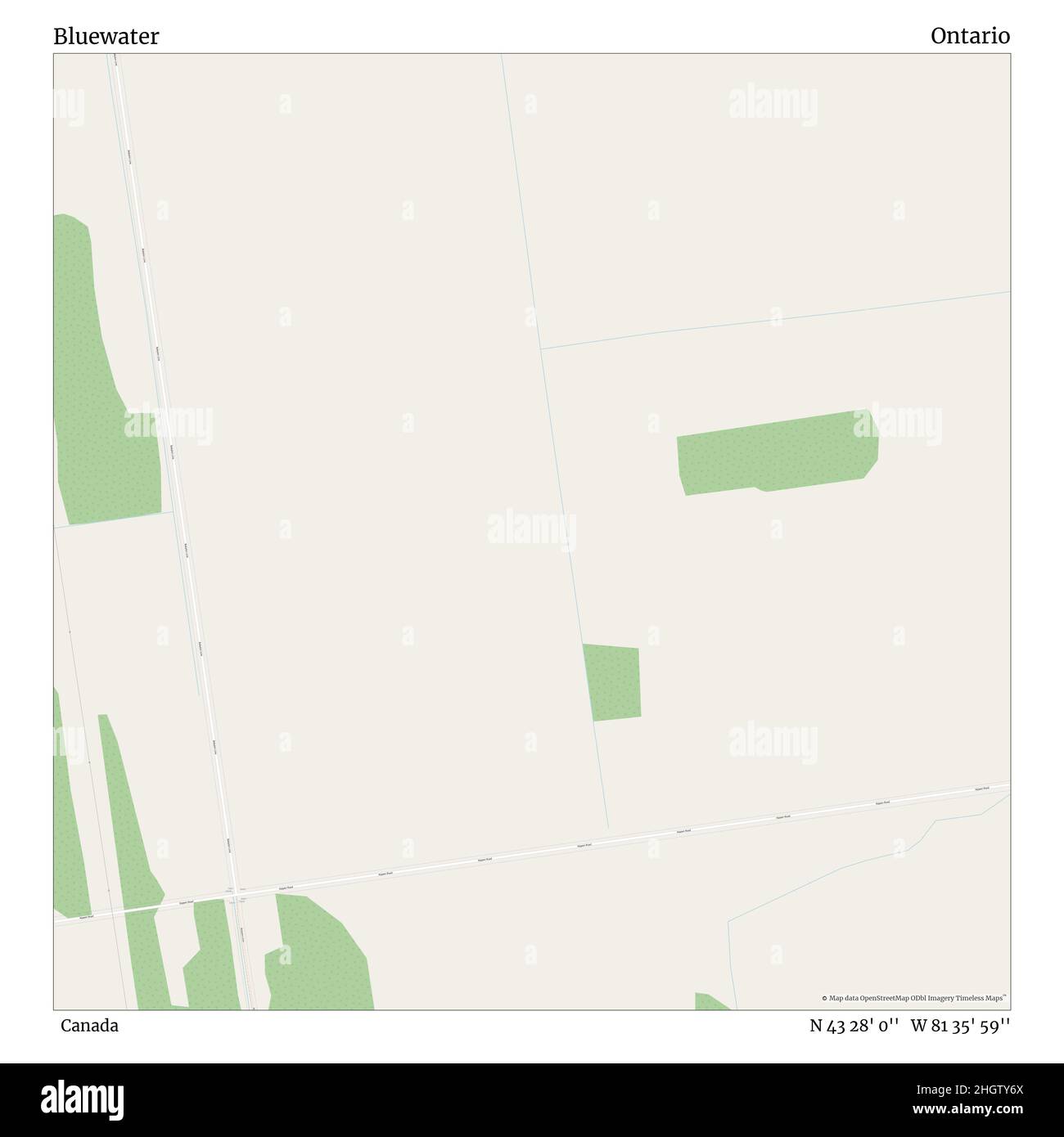 Bluewater, Canada, Ontario, N 43 28' 0'', W 81 35' 59'', map, Timeless Map veröffentlicht im Jahr 2021. Reisende, Entdecker und Abenteurer wie Florence Nightingale, David Livingstone, Ernest Shackleton, Lewis and Clark und Sherlock Holmes haben sich bei der Planung von Reisen zu den entlegensten Ecken der Welt auf Karten verlassen.Timeless Maps kartiert die meisten Orte auf der Welt und zeigt die Verwirklichung großer Träume Stockfoto