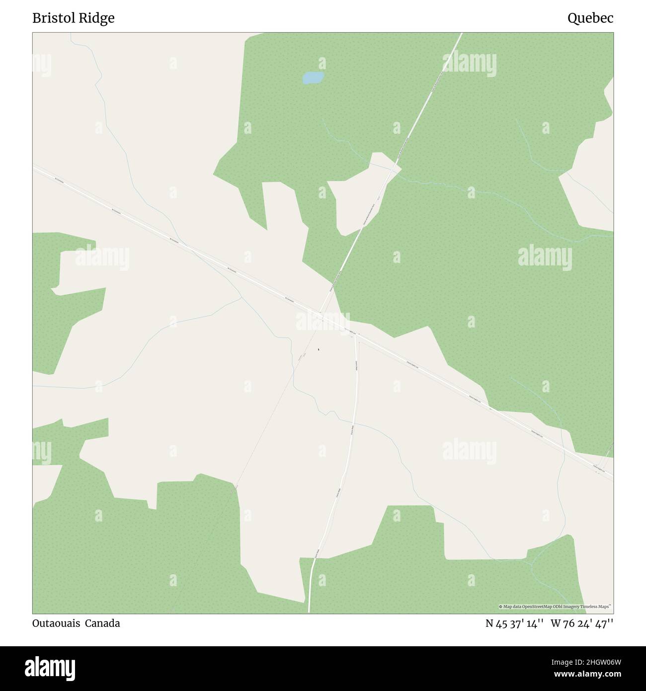 Bristol Ridge, Outaouais, Kanada, Quebec, N 45 37' 14'', W 76 24' 47'', map, Timeless Map veröffentlicht im Jahr 2021. Reisende, Entdecker und Abenteurer wie Florence Nightingale, David Livingstone, Ernest Shackleton, Lewis and Clark und Sherlock Holmes haben sich bei der Planung von Reisen zu den entlegensten Ecken der Welt auf Karten verlassen.Timeless Maps kartiert die meisten Orte auf der Welt und zeigt die Verwirklichung großer Träume Stockfoto