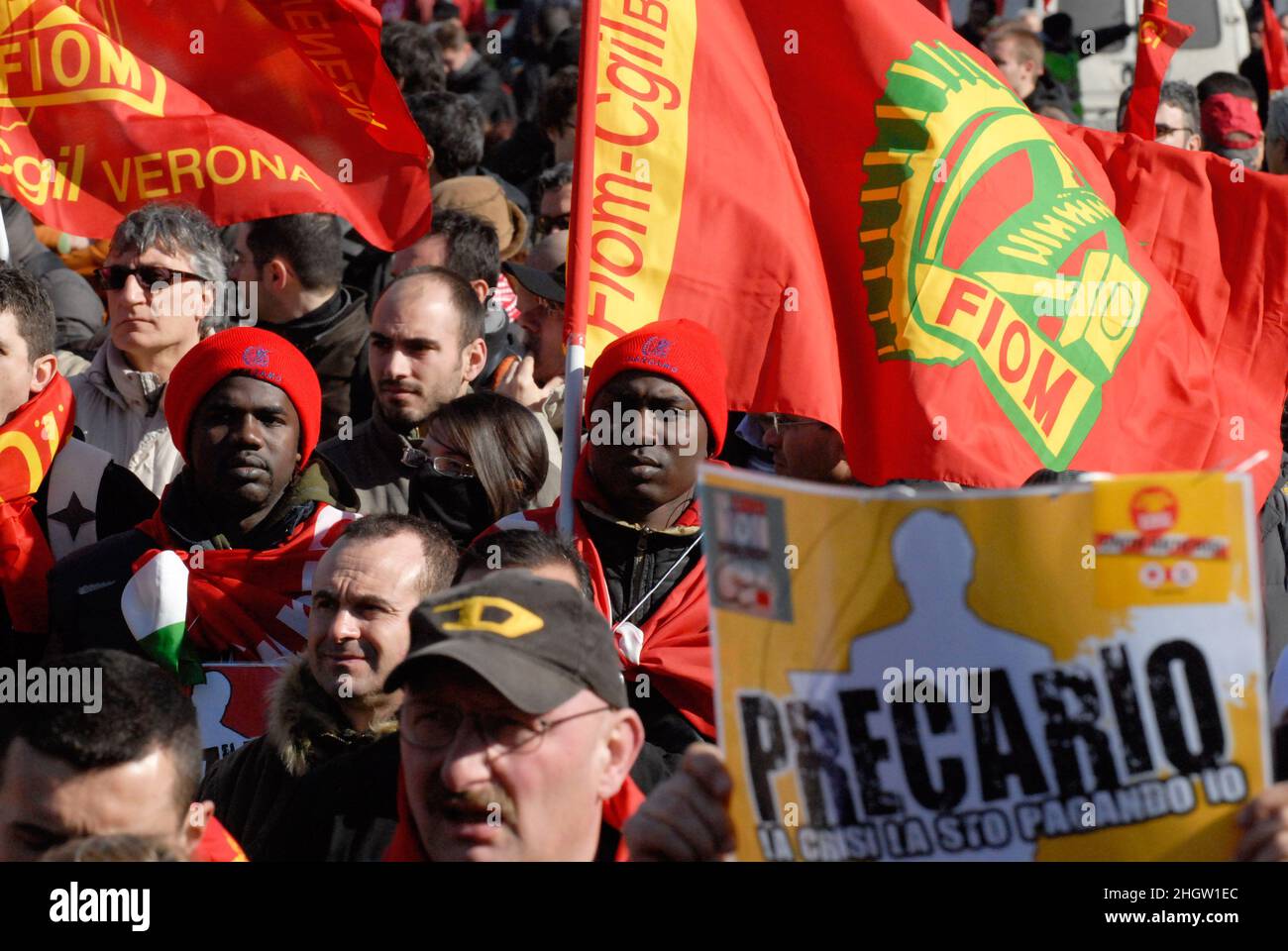 Rom, Italien 13/02/2009: NATIONALE Demonstration DER STAHLARBEITER VON FIOM GGIL. ©Andrea Sabbadini Stockfoto