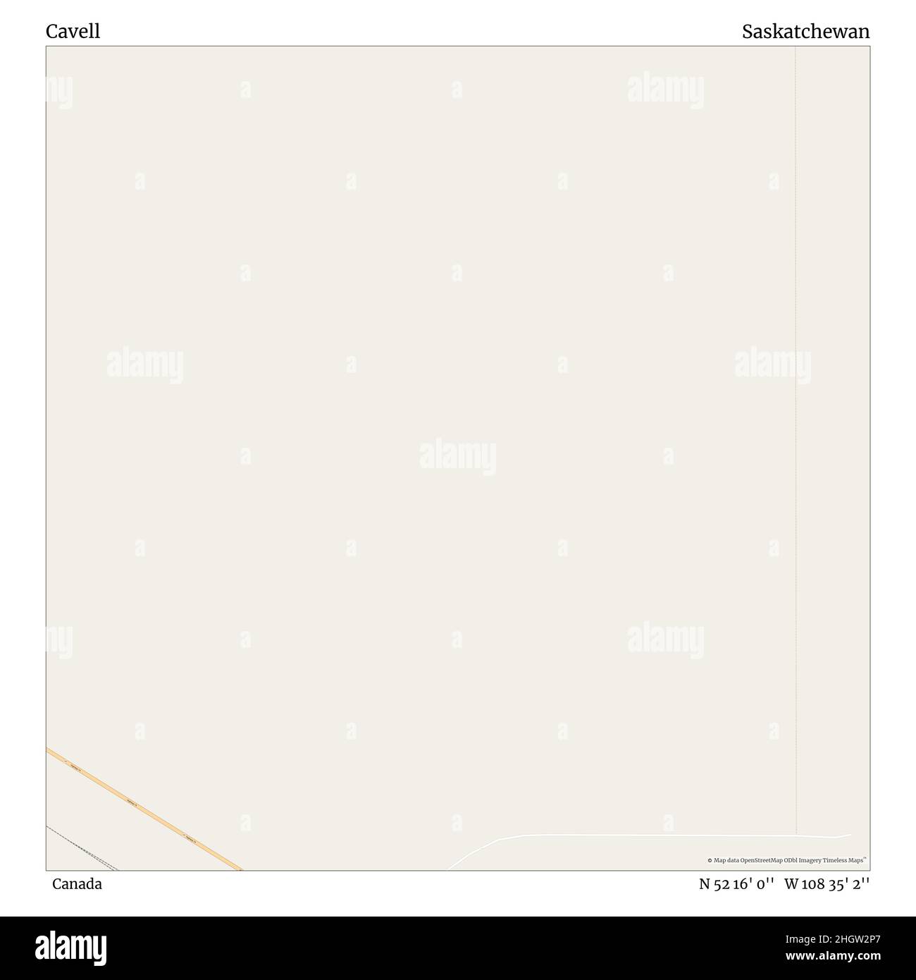 Cavell, Kanada, Saskatchewan, N 52 16' 0'', W 108 35' 2'', map, Timeless Map veröffentlicht im Jahr 2021. Reisende, Entdecker und Abenteurer wie Florence Nightingale, David Livingstone, Ernest Shackleton, Lewis and Clark und Sherlock Holmes haben sich bei der Planung von Reisen zu den entlegensten Ecken der Welt auf Karten verlassen.Timeless Maps kartiert die meisten Orte auf der Welt und zeigt die Verwirklichung großer Träume Stockfoto