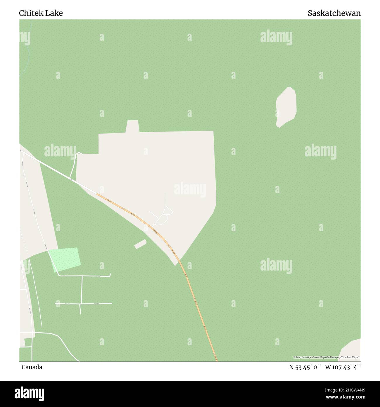 Chitek Lake, Kanada, Saskatchewan, N 53 45' 0'', W 107 43' 4'', map, Timeless Map veröffentlicht im Jahr 2021. Reisende, Entdecker und Abenteurer wie Florence Nightingale, David Livingstone, Ernest Shackleton, Lewis and Clark und Sherlock Holmes haben sich bei der Planung von Reisen zu den entlegensten Ecken der Welt auf Karten verlassen.Timeless Maps kartiert die meisten Orte auf der Welt und zeigt die Verwirklichung großer Träume Stockfoto