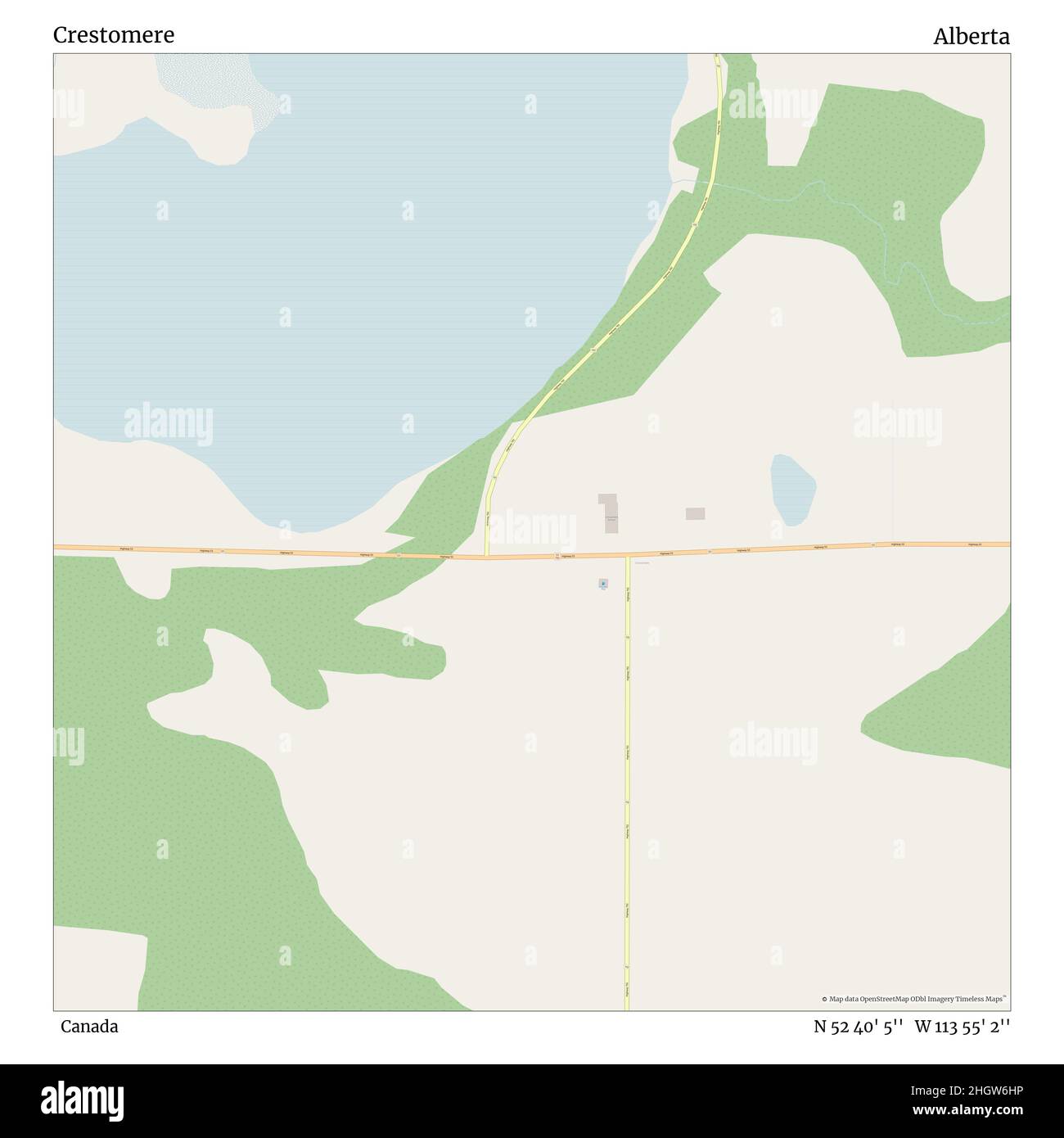 Crestomere, Kanada, Alberta, N 52 40' 5'', W 113 55' 2'', map, Timeless Map veröffentlicht im Jahr 2021. Reisende, Entdecker und Abenteurer wie Florence Nightingale, David Livingstone, Ernest Shackleton, Lewis and Clark und Sherlock Holmes haben sich bei der Planung von Reisen zu den entlegensten Ecken der Welt auf Karten verlassen.Timeless Maps kartiert die meisten Orte auf der Welt und zeigt die Verwirklichung großer Träume Stockfoto