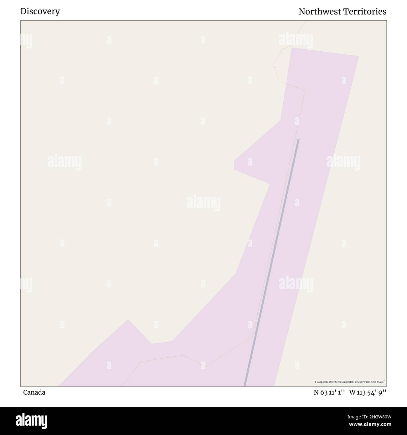 Discovery, Canada, Northwest Territories, N 63 11' 1'', W 113 54' 9'', map, Timeless Map veröffentlicht im Jahr 2021. Reisende, Entdecker und Abenteurer wie Florence Nightingale, David Livingstone, Ernest Shackleton, Lewis and Clark und Sherlock Holmes haben sich bei der Planung von Reisen zu den entlegensten Ecken der Welt auf Karten verlassen.Timeless Maps kartiert die meisten Orte auf der Welt und zeigt die Verwirklichung großer Träume Stockfoto