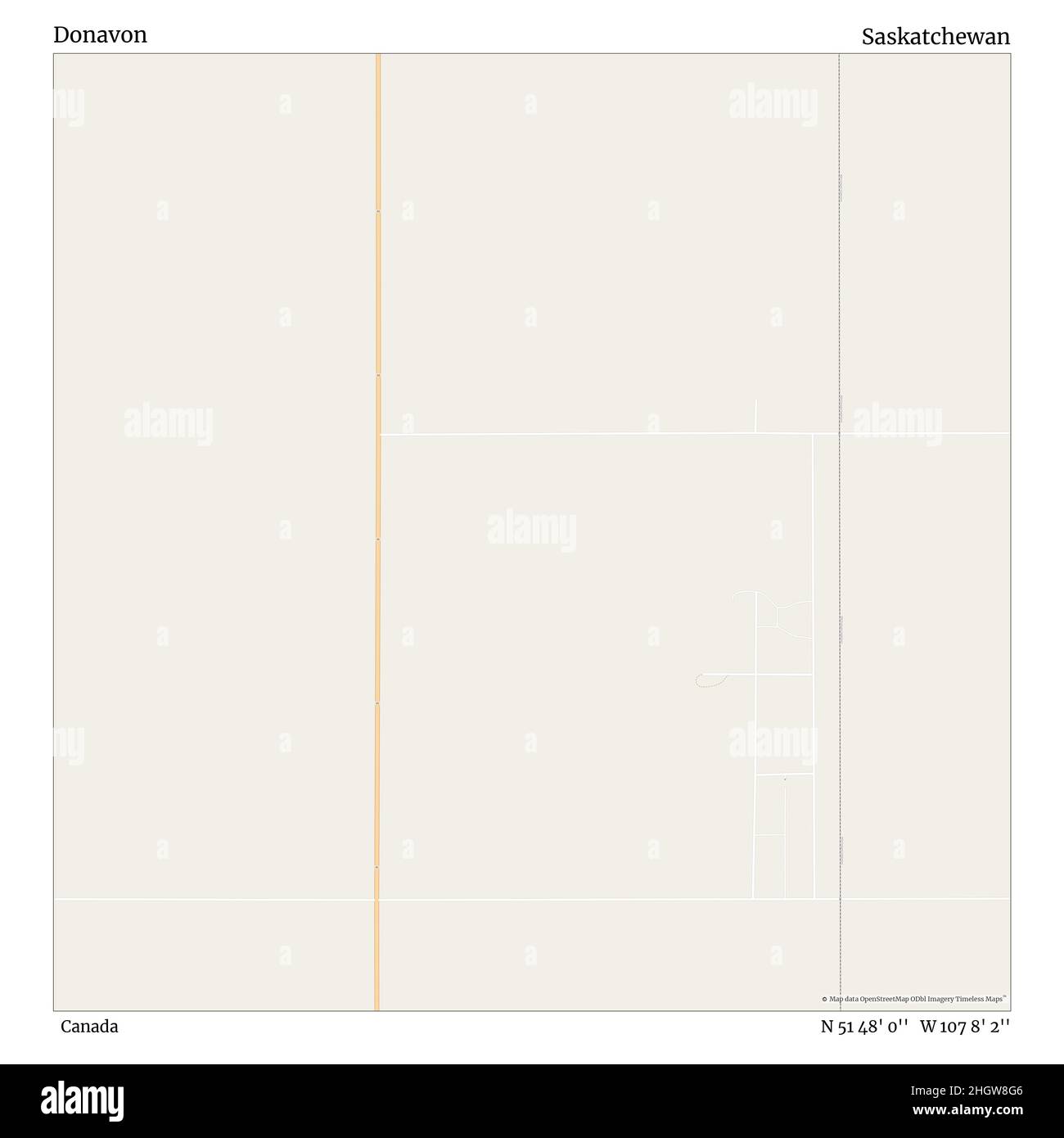 Donavon, Kanada, Saskatchewan, N 51 48' 0'', W 107 8' 2'', map, Timeless Map veröffentlicht im Jahr 2021. Reisende, Entdecker und Abenteurer wie Florence Nightingale, David Livingstone, Ernest Shackleton, Lewis and Clark und Sherlock Holmes haben sich bei der Planung von Reisen zu den entlegensten Ecken der Welt auf Karten verlassen.Timeless Maps kartiert die meisten Orte auf der Welt und zeigt die Verwirklichung großer Träume Stockfoto