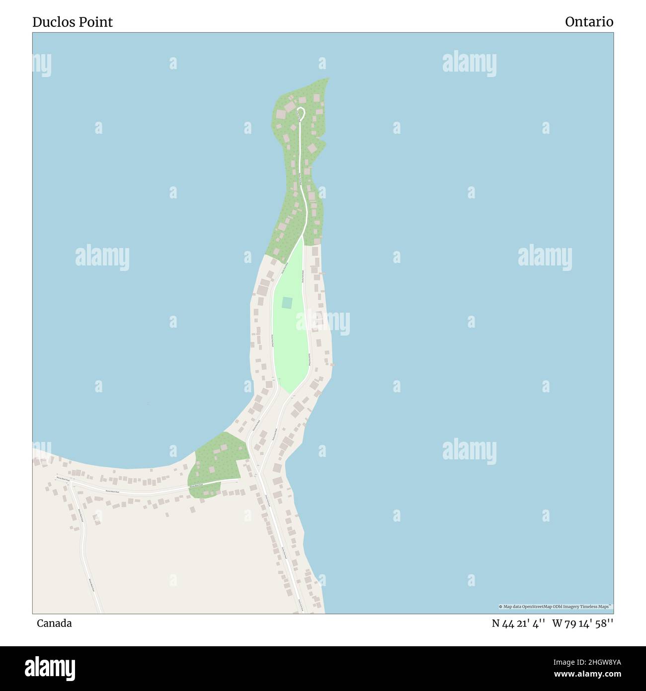 Duclos Point, Canada, Ontario, N 44 21' 4'', W 79 14' 58'', map, Timeless Map veröffentlicht im Jahr 2021. Reisende, Entdecker und Abenteurer wie Florence Nightingale, David Livingstone, Ernest Shackleton, Lewis and Clark und Sherlock Holmes haben sich bei der Planung von Reisen zu den entlegensten Ecken der Welt auf Karten verlassen.Timeless Maps kartiert die meisten Orte auf der Welt und zeigt die Verwirklichung großer Träume Stockfoto