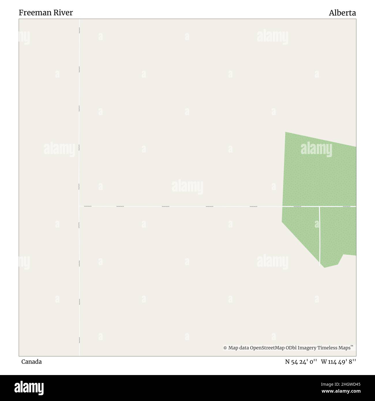 Freeman River, Canada, Alberta, N 54 24' 0'', W 114 49' 8'', map, Timeless Map veröffentlicht im Jahr 2021. Reisende, Entdecker und Abenteurer wie Florence Nightingale, David Livingstone, Ernest Shackleton, Lewis and Clark und Sherlock Holmes haben sich bei der Planung von Reisen zu den entlegensten Ecken der Welt auf Karten verlassen.Timeless Maps kartiert die meisten Orte auf der Welt und zeigt die Verwirklichung großer Träume Stockfoto