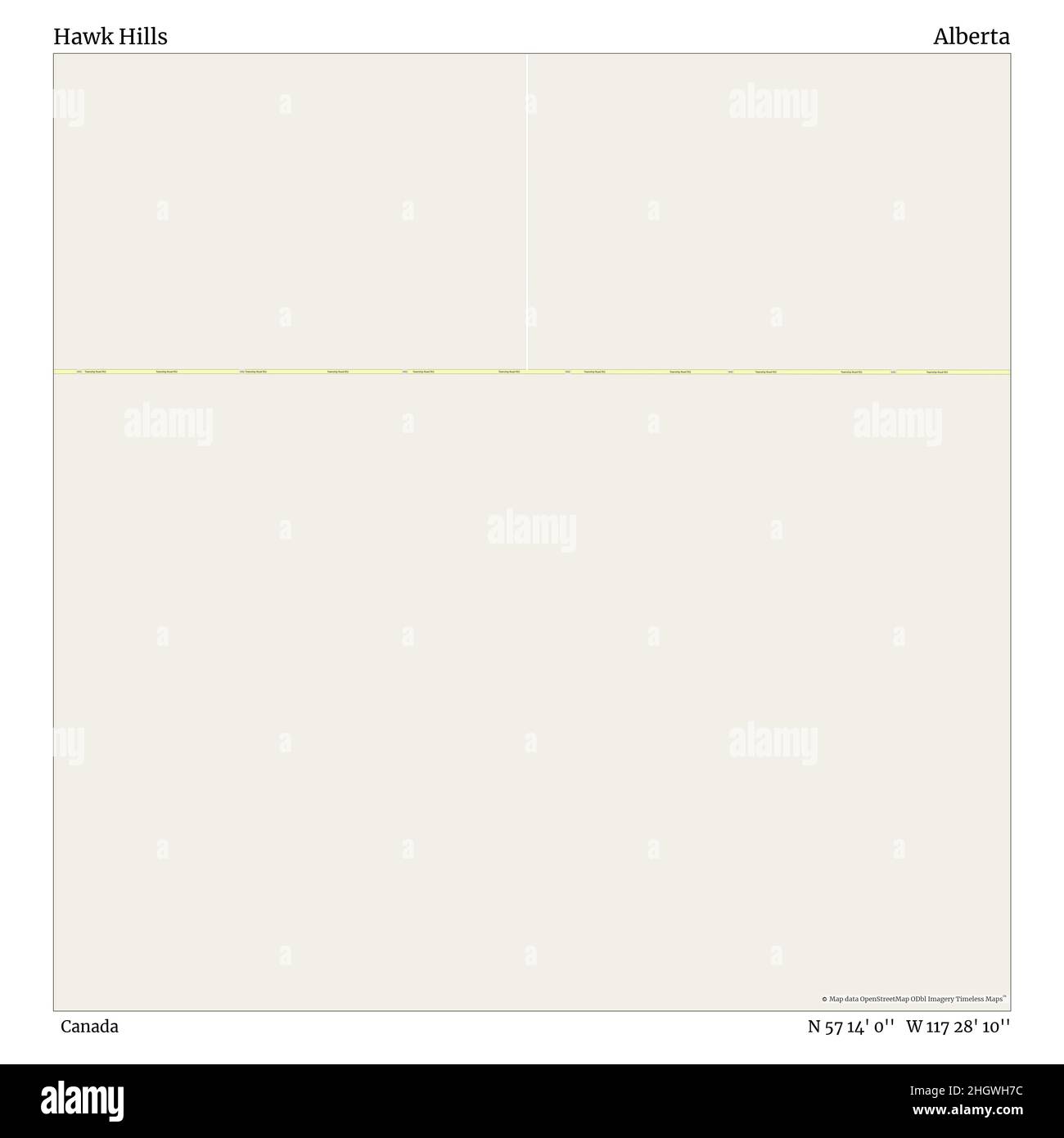 Hawk Hills, Kanada, Alberta, N 57 14' 0'', W 117 28' 10'', map, Timeless Map veröffentlicht im Jahr 2021. Reisende, Entdecker und Abenteurer wie Florence Nightingale, David Livingstone, Ernest Shackleton, Lewis and Clark und Sherlock Holmes haben sich bei der Planung von Reisen zu den entlegensten Ecken der Welt auf Karten verlassen.Timeless Maps kartiert die meisten Orte auf der Welt und zeigt die Verwirklichung großer Träume Stockfoto