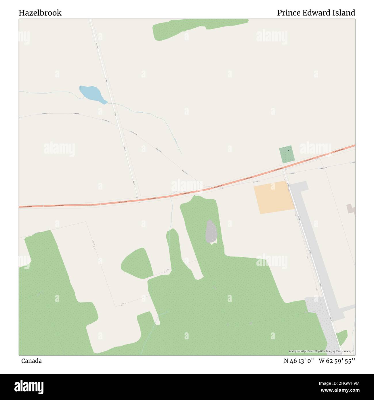 Hazelbrook, Kanada, Prince Edward Island, N 46 13' 0'', W 62 59' 55'', map, Timeless Map veröffentlicht im Jahr 2021. Reisende, Entdecker und Abenteurer wie Florence Nightingale, David Livingstone, Ernest Shackleton, Lewis and Clark und Sherlock Holmes haben sich bei der Planung von Reisen zu den entlegensten Ecken der Welt auf Karten verlassen.Timeless Maps kartiert die meisten Orte auf der Welt und zeigt die Verwirklichung großer Träume Stockfoto