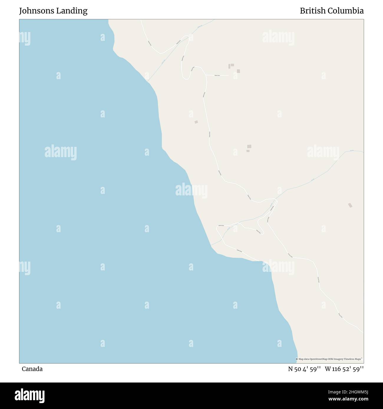 Johnsons Landing, Kanada, British Columbia, N 50 4' 59'', W 116 52' 59'', map, Timeless Map veröffentlicht im Jahr 2021. Reisende, Entdecker und Abenteurer wie Florence Nightingale, David Livingstone, Ernest Shackleton, Lewis and Clark und Sherlock Holmes haben sich bei der Planung von Reisen zu den entlegensten Ecken der Welt auf Karten verlassen.Timeless Maps kartiert die meisten Orte auf der Welt und zeigt die Verwirklichung großer Träume Stockfoto