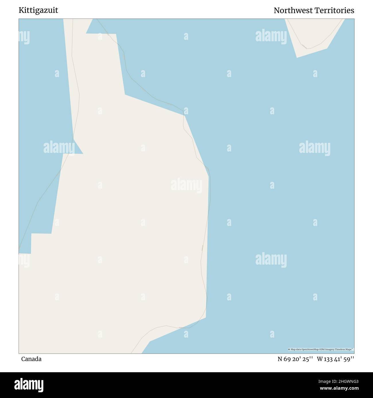 Kittigazuit, Kanada, Northwest Territories, N 69 20' 25'', W 133 41' 59'', map, Timeless Map veröffentlicht im Jahr 2021. Reisende, Entdecker und Abenteurer wie Florence Nightingale, David Livingstone, Ernest Shackleton, Lewis and Clark und Sherlock Holmes haben sich bei der Planung von Reisen zu den entlegensten Ecken der Welt auf Karten verlassen.Timeless Maps kartiert die meisten Orte auf der Welt und zeigt die Verwirklichung großer Träume Stockfoto