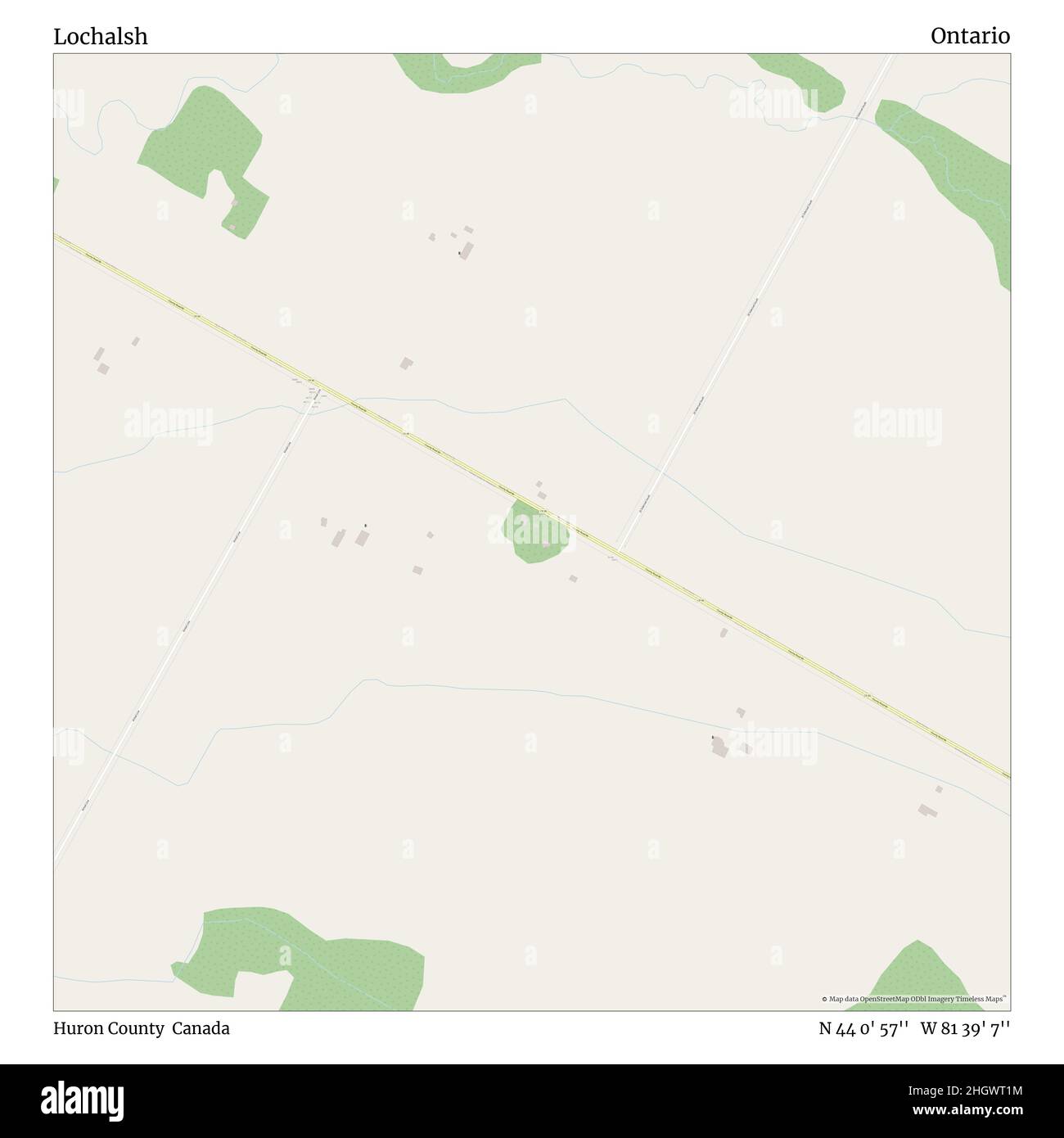 Lochalsh, Huron County, Kanada, Ontario, N 44 0' 57'', W 81 39' 7'', map, Timeless Map veröffentlicht im Jahr 2021. Reisende, Entdecker und Abenteurer wie Florence Nightingale, David Livingstone, Ernest Shackleton, Lewis and Clark und Sherlock Holmes haben sich bei der Planung von Reisen zu den entlegensten Ecken der Welt auf Karten verlassen.Timeless Maps kartiert die meisten Orte auf der Welt und zeigt die Verwirklichung großer Träume Stockfoto