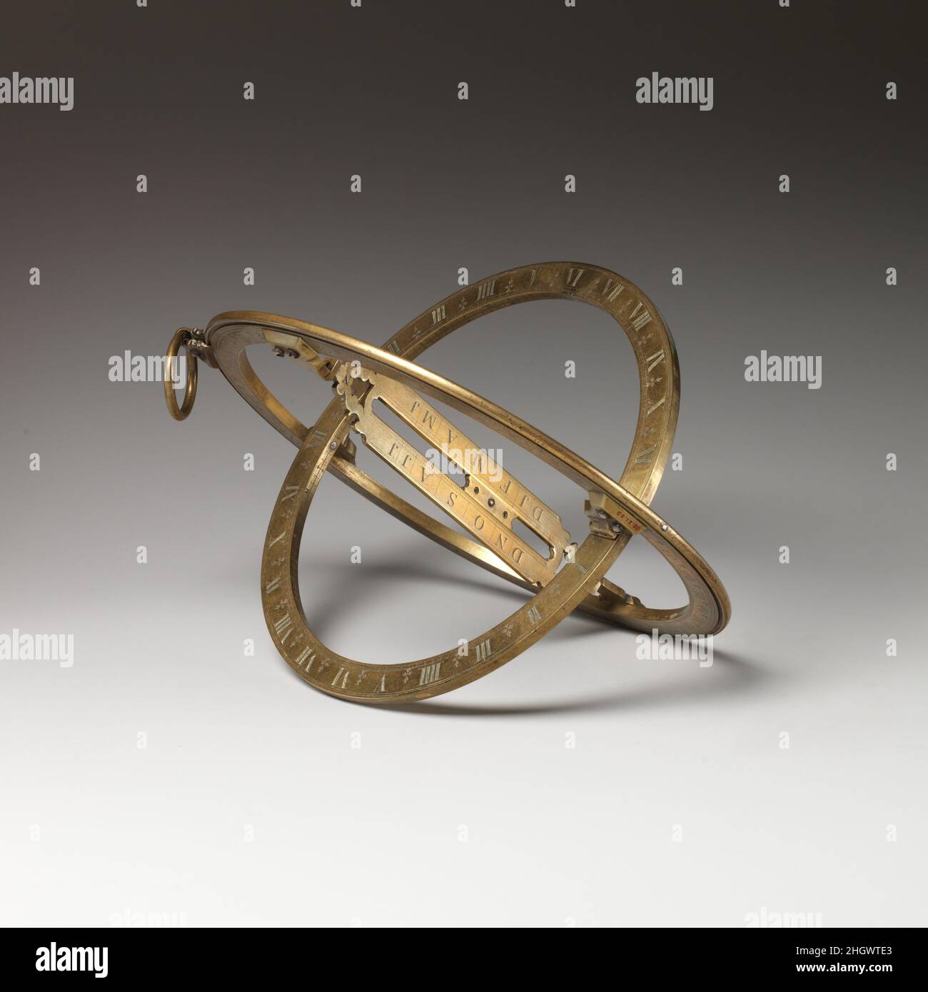 Universal-Ring Sonnenuhr 18th Jahrhundert William Collier. Universal-Sonnenuhr mit Ring. Großbritannien, London. 18th Jahrhundert. Messing. Horologie Stockfoto