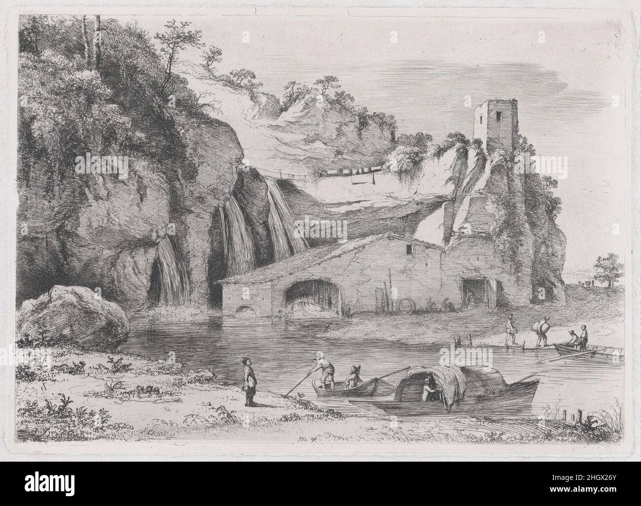 Die italienische Mühle 1771 Jean Jacques de Boissieu Französisch. Die Italienische Mühle. Jean Jacques de Boissieu (Französisch, Lyon 1736–1810 Lyon). 1771. Radierung; siebte Lage von sieben. Ausdrucke Stockfoto