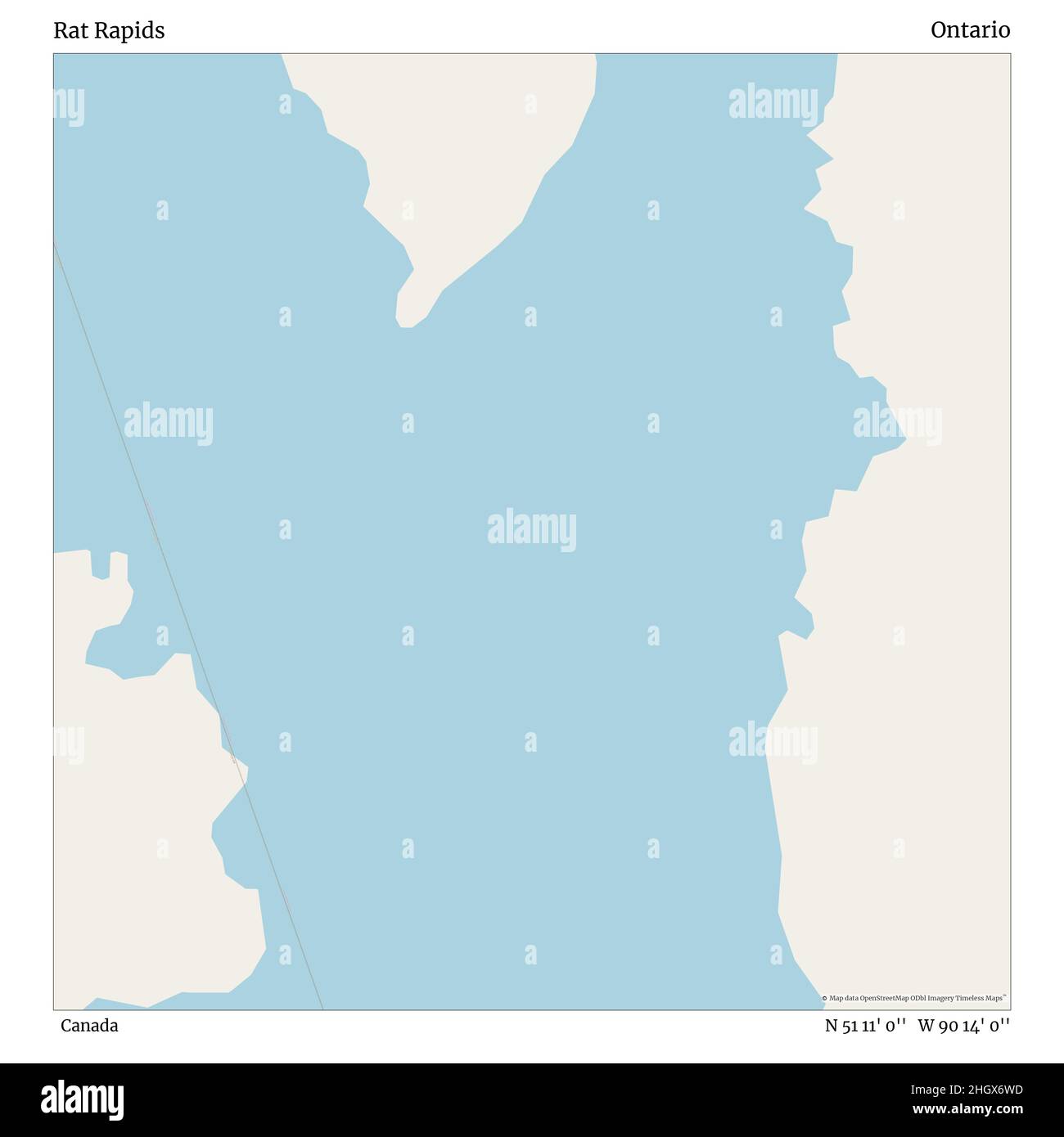 Rat Rapids, Canada, Ontario, N 51 11' 0'', W 90 14' 0'', map, Timeless Map veröffentlicht im Jahr 2021. Reisende, Entdecker und Abenteurer wie Florence Nightingale, David Livingstone, Ernest Shackleton, Lewis and Clark und Sherlock Holmes haben sich bei der Planung von Reisen zu den entlegensten Ecken der Welt auf Karten verlassen.Timeless Maps kartiert die meisten Orte auf der Welt und zeigt die Verwirklichung großer Träume Stockfoto