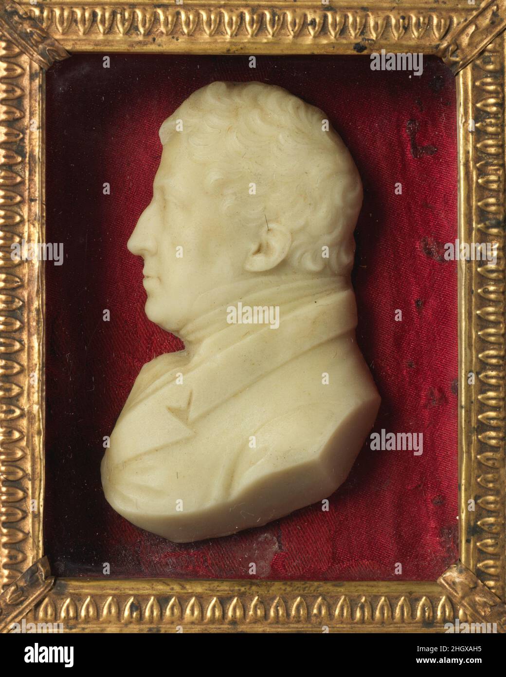 General Lafayette (1757–1834) 19th. Jahrhundert möglicherweise von T. R. Poole. General Lafayette (1757–1834). Britisch. 19th Jahrhundert. Farbloses Wachs gegen rotes Gewebe; Rahmen: Goldholz mit Glas. Skulptur-Miniatur Stockfoto