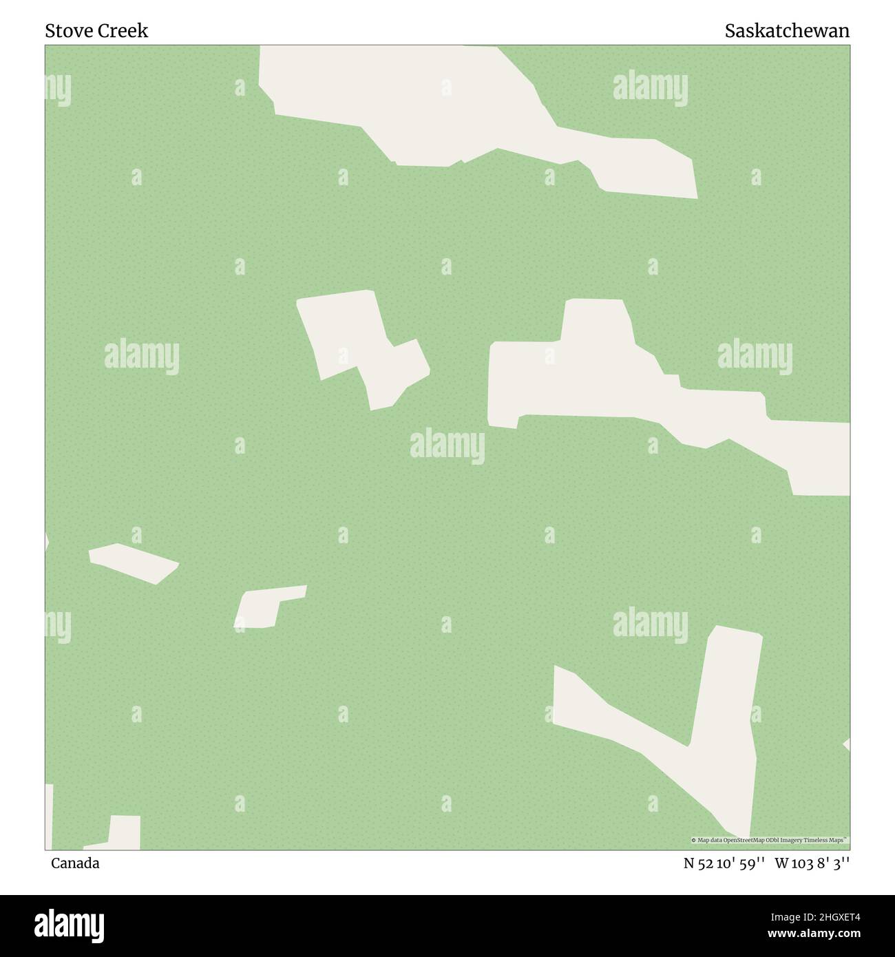 Ove Creek, Kanada, Saskatchewan, N 52 10' 59'', W 103 8' 3'', Karte, Timeless Map veröffentlicht im Jahr 2021. Reisende, Entdecker und Abenteurer wie Florence Nightingale, David Livingstone, Ernest Shackleton, Lewis and Clark und Sherlock Holmes haben sich bei der Planung von Reisen zu den entlegensten Ecken der Welt auf Karten verlassen.Timeless Maps kartiert die meisten Orte auf der Welt und zeigt die Verwirklichung großer Träume Stockfoto