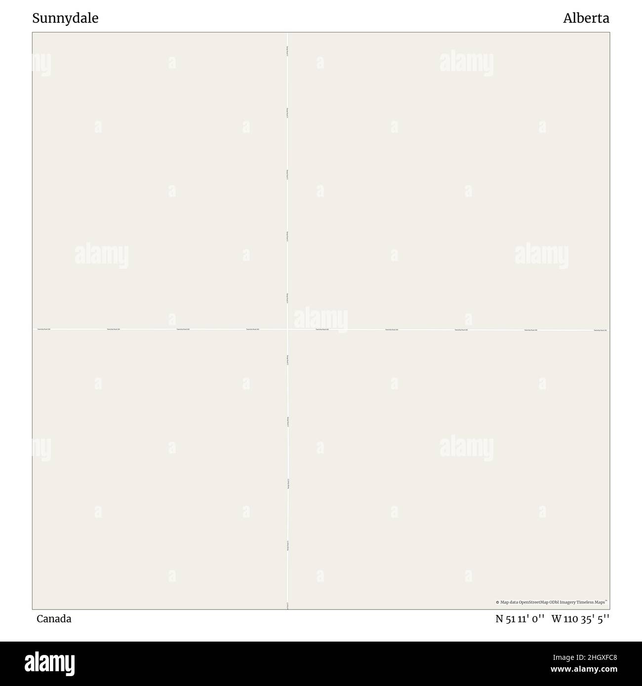 Sunnydale, Kanada, Alberta, N 51 11' 0'', W 110 35' 5'', map, Timeless Map veröffentlicht im Jahr 2021. Reisende, Entdecker und Abenteurer wie Florence Nightingale, David Livingstone, Ernest Shackleton, Lewis and Clark und Sherlock Holmes haben sich bei der Planung von Reisen zu den entlegensten Ecken der Welt auf Karten verlassen.Timeless Maps kartiert die meisten Orte auf der Welt und zeigt die Verwirklichung großer Träume Stockfoto