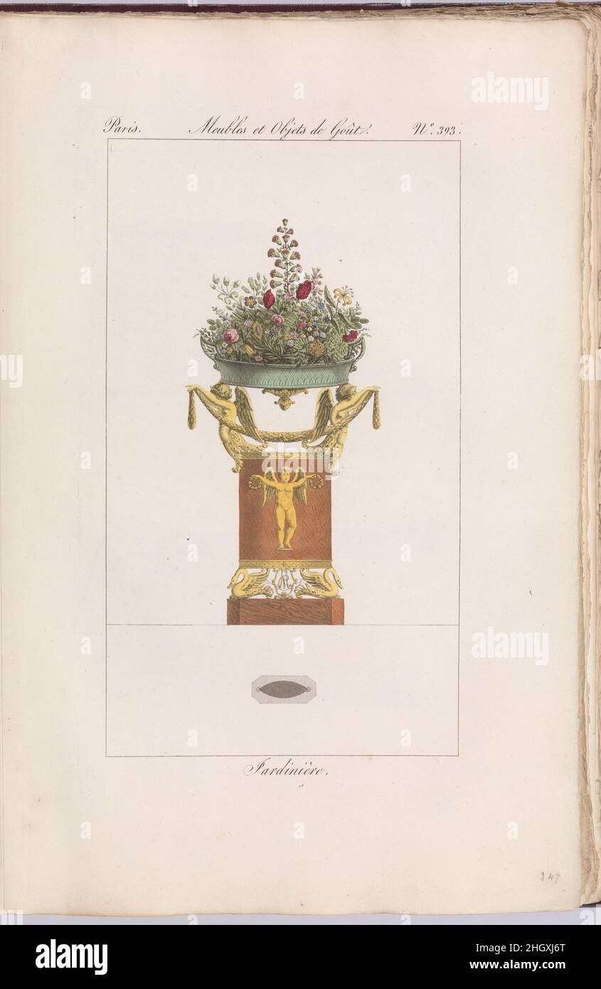 Collection de Meubles et Objets de Goût, Band 2 [1806–18] Herausgegeben von Pierre de La Mésangère Französischer Band 2 eines dreibändigen Satzes. Collection de Meubles et Objets de Goût, Band 2. [1806–18]. Handkolorierte Gravur. Herausgegeben vom Au Bureau du Journal des Dames et des Modes. Bücher Stockfoto