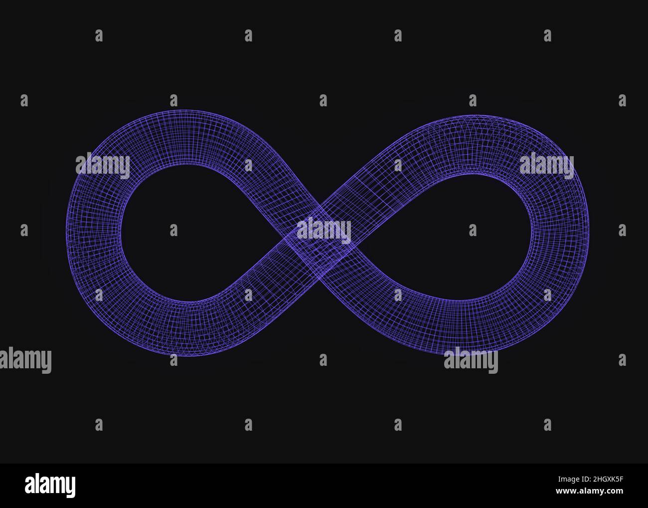 Meshy-Unendlichkeits-Zeichen oder -Symbol, 3D gerendert Stockfoto