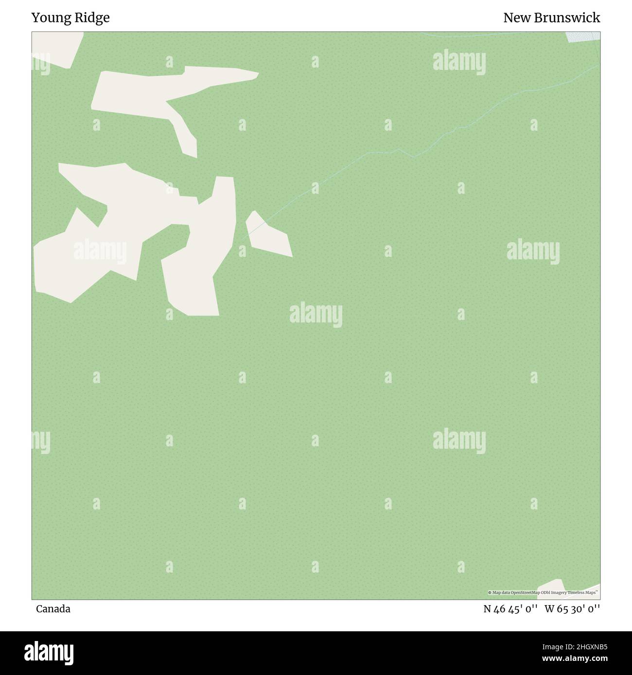 Young Ridge, Kanada, New Brunswick, N 46 45' 0'', W 65 30' 0'', map, Timeless Map veröffentlicht im Jahr 2021. Reisende, Entdecker und Abenteurer wie Florence Nightingale, David Livingstone, Ernest Shackleton, Lewis and Clark und Sherlock Holmes haben sich bei der Planung von Reisen zu den entlegensten Ecken der Welt auf Karten verlassen.Timeless Maps kartiert die meisten Orte auf der Welt und zeigt die Verwirklichung großer Träume Stockfoto