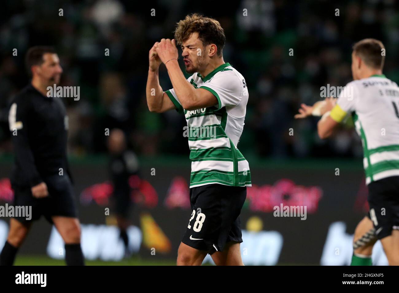 Lissabon, Portugal. 22nd Jan, 2022. Während des Fußballspiels der Portugiesischen Liga zwischen Sporting CP und SC Braga im Jose Alvalade Stadion in Lissabon, Portugal am 22. Januar 2022. (Bild: © Pedro Fiuza/ZUMA Press Wire) Stockfoto