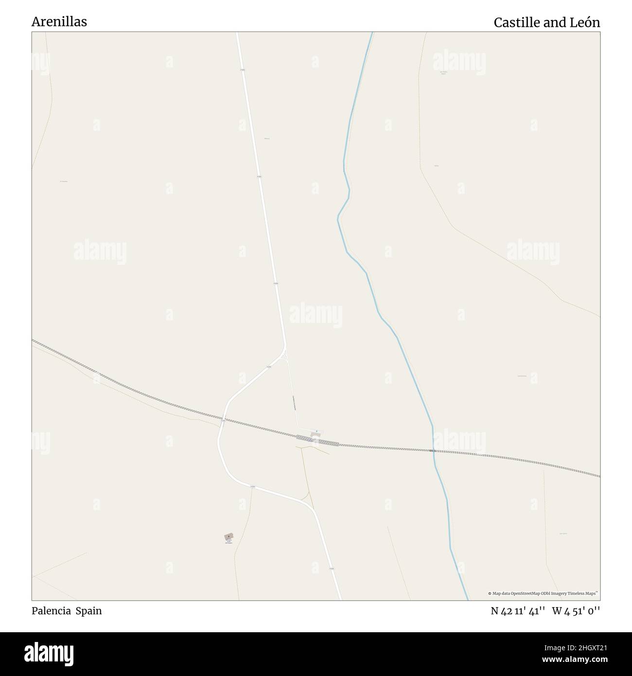 Arenillas, Palencia, Spanien, Kastilien und León, N 42 11' 41'', W 4 51' 0'', map, Timeless Map veröffentlicht im Jahr 2021. Reisende, Entdecker und Abenteurer wie Florence Nightingale, David Livingstone, Ernest Shackleton, Lewis and Clark und Sherlock Holmes haben sich bei der Planung von Reisen zu den entlegensten Ecken der Welt auf Karten verlassen.Timeless Maps kartiert die meisten Orte auf der Welt und zeigt die Verwirklichung großer Träume Stockfoto