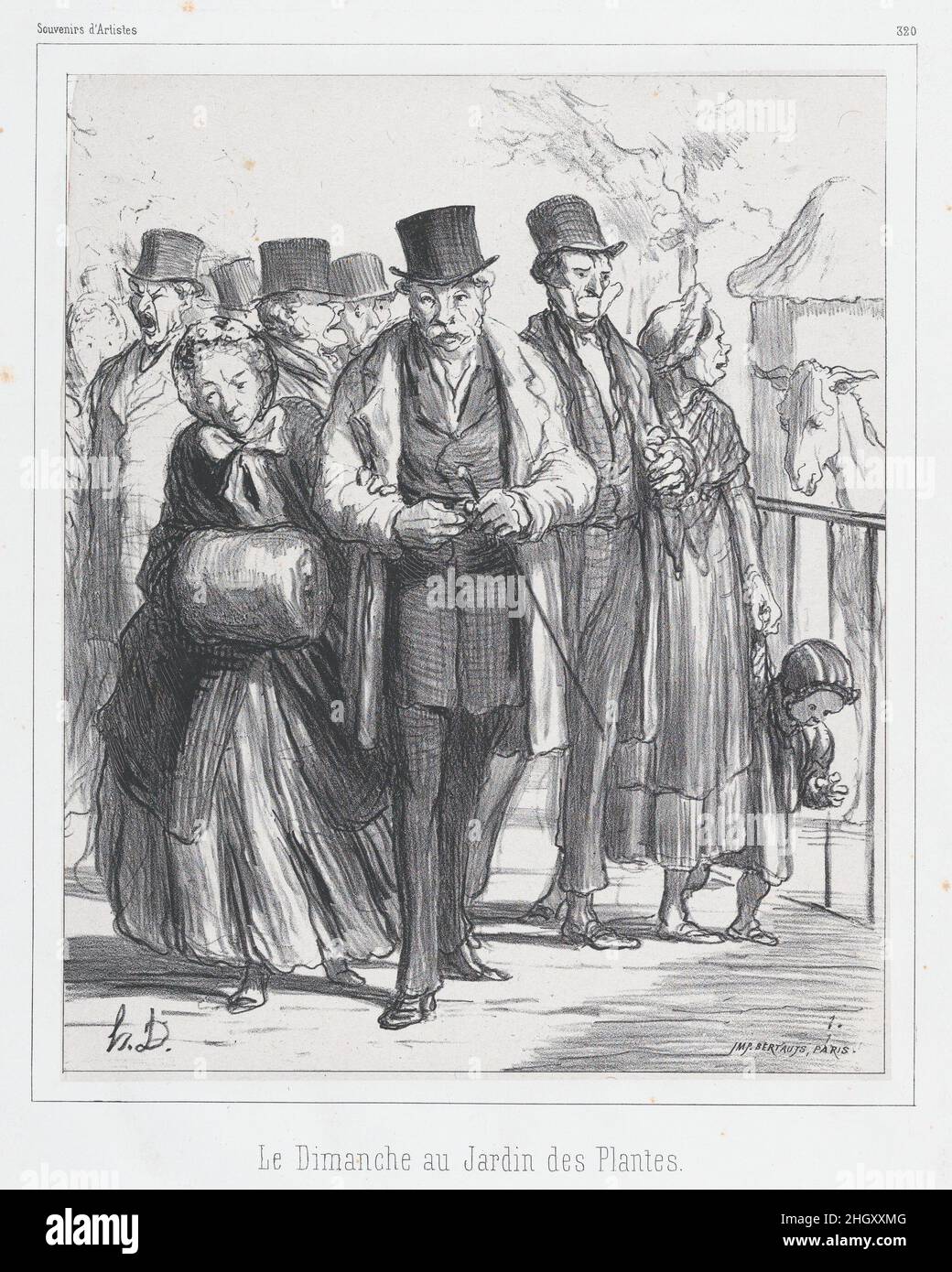 Ein Sonntag in den botanischen Gärten, veröffentlicht in Souvenirs d'Artistes 23. März 1862 Honoré Daumier. Ein Sonntag in den botanischen Gärten, veröffentlicht in Souvenirs d'Artistes. Honoré Daumier (Französisch, Marseille 1808–1879 Valmondois). 23. März 1862. Lithographie; zweiter Zustand von zwei (Delteil). Ausdrucke Stockfoto