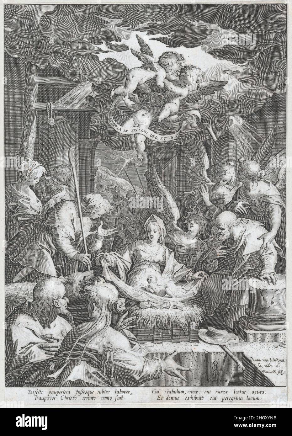 Geburt 1588 Aegidius Sadeler II Niederländisch. Geburt. Aegidius Sadeler II (Niederländisch, Antwerpen 1568–1629 Prag). 1588. Gravur. Paulus Fürst (Deutsch, 1608–1666). Ausdrucke Stockfoto