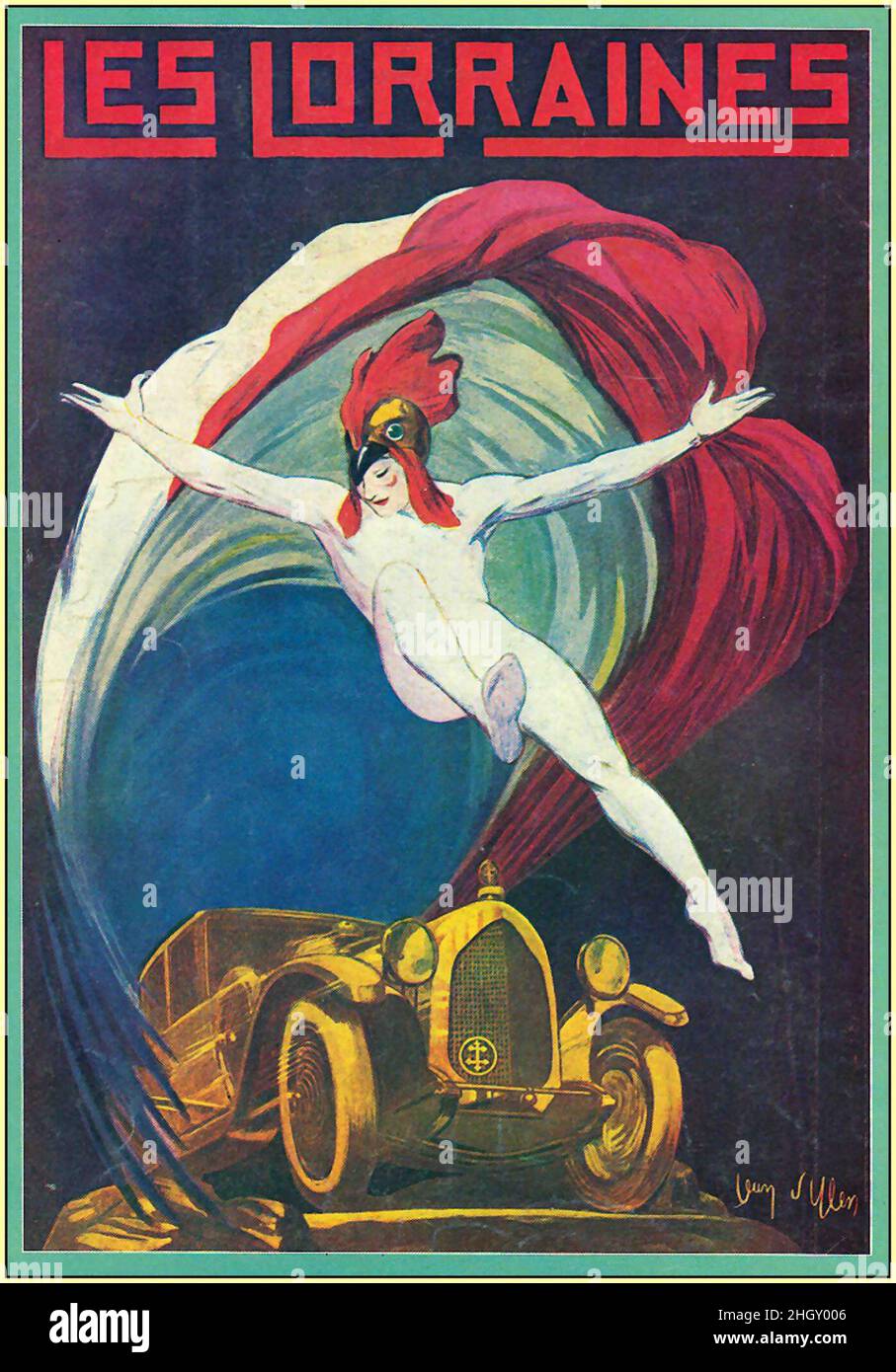 Ein klassisches Werbeplakat für Lorraine Dietrich Autos Stockfoto