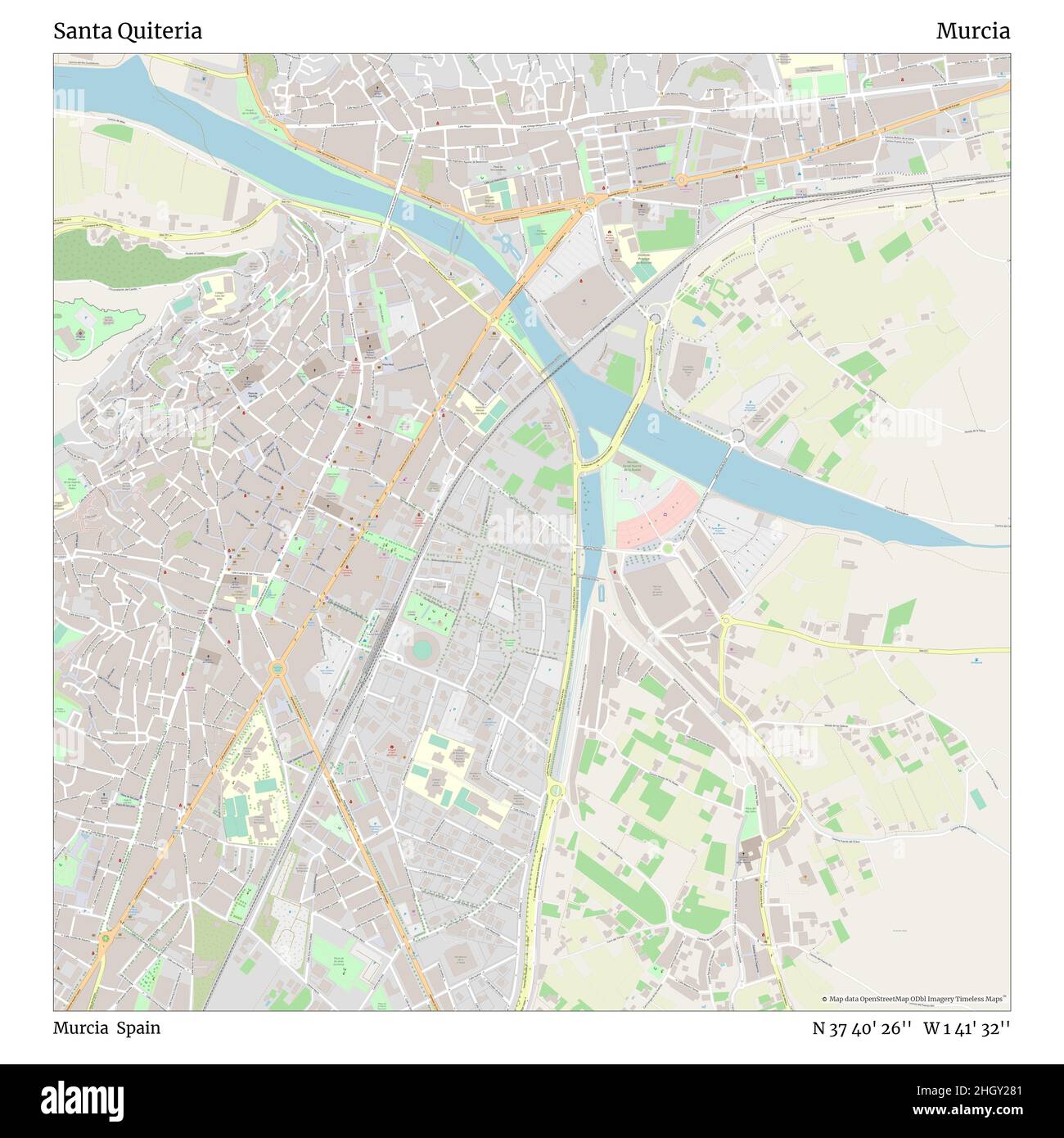 Santa Quiteria, Murcia, Spanien, Murcia, N 37 40' 26'', W 1 41' 32'', map, Timeless Map veröffentlicht im Jahr 2021. Reisende, Entdecker und Abenteurer wie Florence Nightingale, David Livingstone, Ernest Shackleton, Lewis and Clark und Sherlock Holmes haben sich bei der Planung von Reisen zu den entlegensten Ecken der Welt auf Karten verlassen.Timeless Maps kartiert die meisten Orte auf der Welt und zeigt die Verwirklichung großer Träume Stockfoto