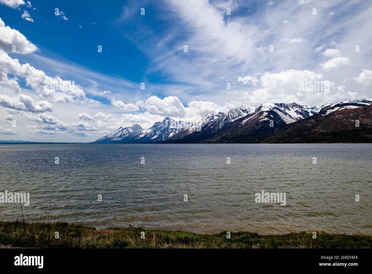 Jackson Lake im Grand Tetons National Park in Wyoming, horizontal Stockfoto
