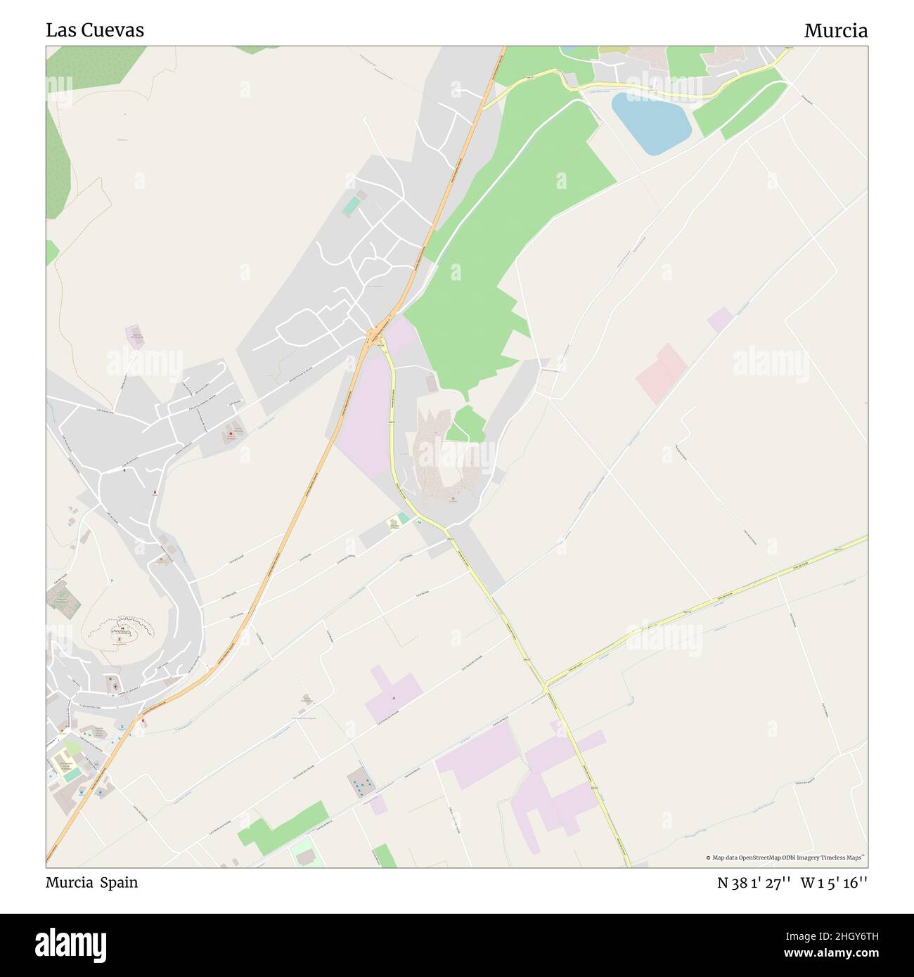 Las Cuevas, Murcia, Spanien, Murcia, N 38 1' 27'', W 1 5' 16'', Karte, Timeless Map veröffentlicht im Jahr 2021. Reisende, Entdecker und Abenteurer wie Florence Nightingale, David Livingstone, Ernest Shackleton, Lewis and Clark und Sherlock Holmes haben sich bei der Planung von Reisen zu den entlegensten Ecken der Welt auf Karten verlassen.Timeless Maps kartiert die meisten Orte auf der Welt und zeigt die Verwirklichung großer Träume Stockfoto