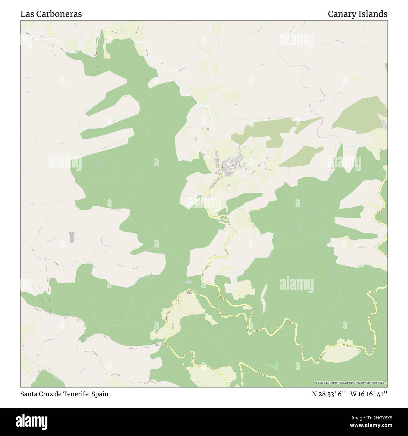 Las Carboneras, Santa Cruz de Teneriffa, Spanien, Kanarische Inseln, N 28 33' 6'', W 16 16' 41'', map, Timeless Map veröffentlicht im Jahr 2021. Reisende, Entdecker und Abenteurer wie Florence Nightingale, David Livingstone, Ernest Shackleton, Lewis and Clark und Sherlock Holmes haben sich bei der Planung von Reisen zu den entlegensten Ecken der Welt auf Karten verlassen.Timeless Maps kartiert die meisten Orte auf der Welt und zeigt die Verwirklichung großer Träume Stockfoto