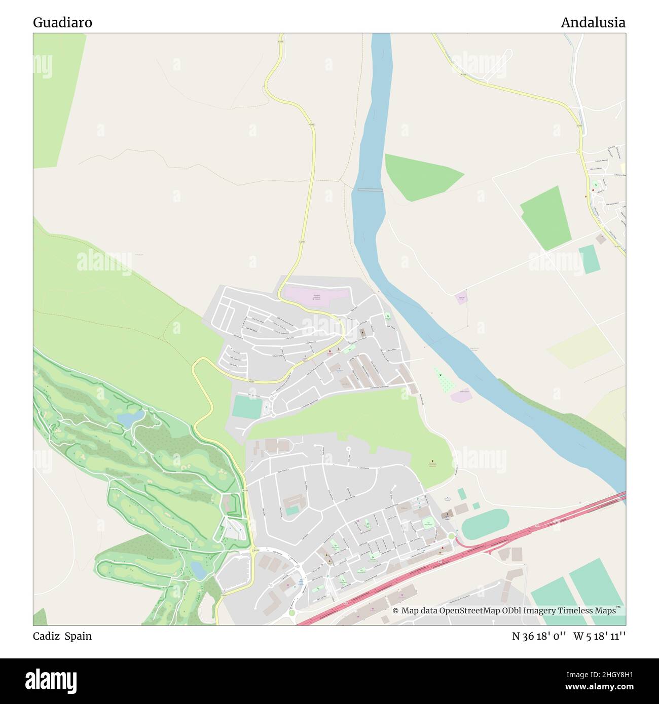 Guadiaro, Cádiz, Spanien, Andalusien, N 36 18' 0'', W 5 18' 11'', map, Timeless Map veröffentlicht im Jahr 2021. Reisende, Entdecker und Abenteurer wie Florence Nightingale, David Livingstone, Ernest Shackleton, Lewis and Clark und Sherlock Holmes haben sich bei der Planung von Reisen zu den entlegensten Ecken der Welt auf Karten verlassen.Timeless Maps kartiert die meisten Orte auf der Welt und zeigt die Verwirklichung großer Träume Stockfoto
