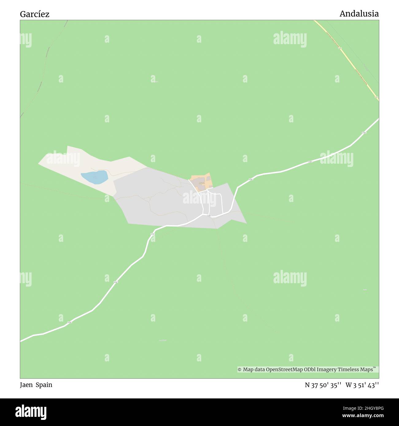 Garcíez, Jaen, Spanien, Andalusien, N 37 50' 35'', W 3 51' 43'', map, Timeless Map veröffentlicht 2021. Reisende, Entdecker und Abenteurer wie Florence Nightingale, David Livingstone, Ernest Shackleton, Lewis and Clark und Sherlock Holmes haben sich bei der Planung von Reisen zu den entlegensten Ecken der Welt auf Karten verlassen.Timeless Maps kartiert die meisten Orte auf der Welt und zeigt die Verwirklichung großer Träume Stockfoto