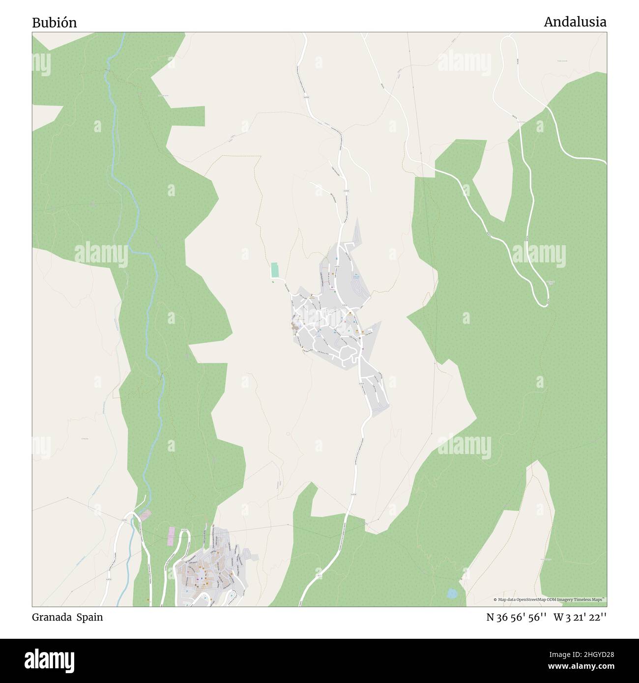 Bubión, Granada, Spanien, Andalusien, N 36 56' 56'', W 3 21' 22'', map, Timeless Map veröffentlicht im Jahr 2021. Reisende, Entdecker und Abenteurer wie Florence Nightingale, David Livingstone, Ernest Shackleton, Lewis and Clark und Sherlock Holmes haben sich bei der Planung von Reisen zu den entlegensten Ecken der Welt auf Karten verlassen.Timeless Maps kartiert die meisten Orte auf der Welt und zeigt die Verwirklichung großer Träume Stockfoto