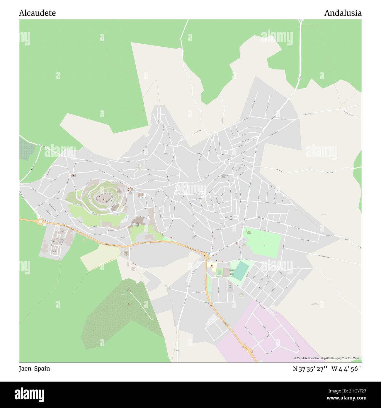 Alcaudete, Jaen, Spanien, Andalusien, N 37 35' 27'', W 4 4' 56'', map, Timeless Map veröffentlicht im Jahr 2021. Reisende, Entdecker und Abenteurer wie Florence Nightingale, David Livingstone, Ernest Shackleton, Lewis and Clark und Sherlock Holmes haben sich bei der Planung von Reisen zu den entlegensten Ecken der Welt auf Karten verlassen.Timeless Maps kartiert die meisten Orte auf der Welt und zeigt die Verwirklichung großer Träume Stockfoto