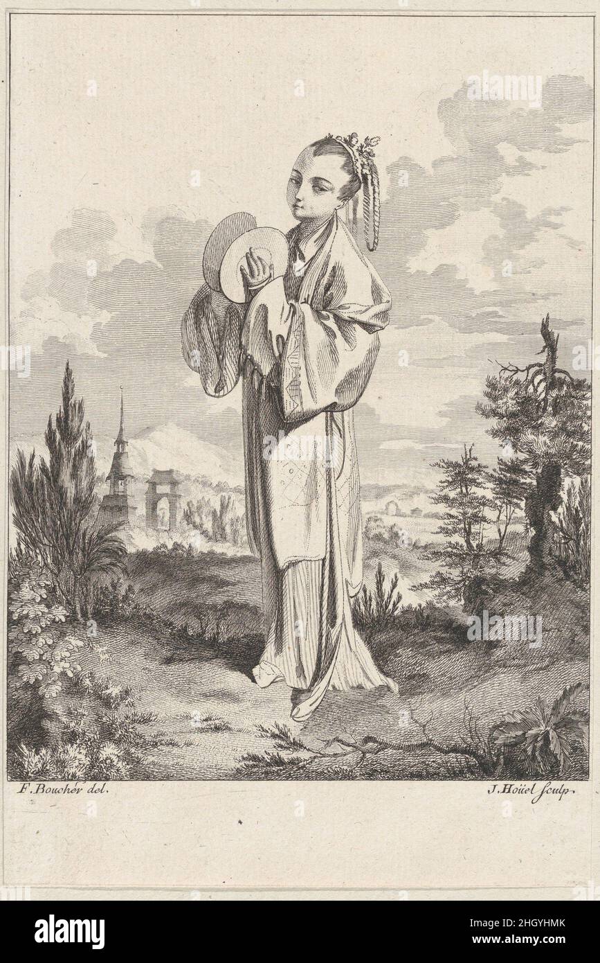 Chinoiserie mit einer Frau, die Becken hält, aus der Suite de Figures Chinoises. .Tiré du Cabinet de Mr. D'Azaincourt (Serie von Figuren aus der Chinoiserie. .aus den Kammern von Herrn d'Azaincourt) 1755–76 Jean Pierre Louis Laurent Hoüel Französisch. Chinoiserie mit einer Frau, die Becken hält, aus der Suite de Figures Chinoises. .Tiré du Cabinet de Mr. D'Azaincourt (Serie von Figuren aus der Chinoiserie. . aus den Kammern von Herrn d'Azaincourt). Suite de Figures Chinoises. Tiré du Cabinet de Mr. D'Azaincourt. Jean Pierre Louis Laurent Hoüel (Französisch, Rouen 1735–1813 Paris). 1755–76. Radierung und Gravur. Gilles Demarteau (Fr. Stockfoto