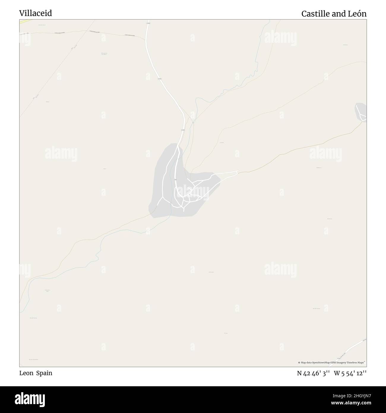 Villaceid, Leon, Spanien, Kastilien und León, N 42 46' 3'', W 5 54' 12'', map, Timeless Map veröffentlicht im Jahr 2021. Reisende, Entdecker und Abenteurer wie Florence Nightingale, David Livingstone, Ernest Shackleton, Lewis and Clark und Sherlock Holmes haben sich bei der Planung von Reisen zu den entlegensten Ecken der Welt auf Karten verlassen.Timeless Maps kartiert die meisten Orte auf der Welt und zeigt die Verwirklichung großer Träume Stockfoto